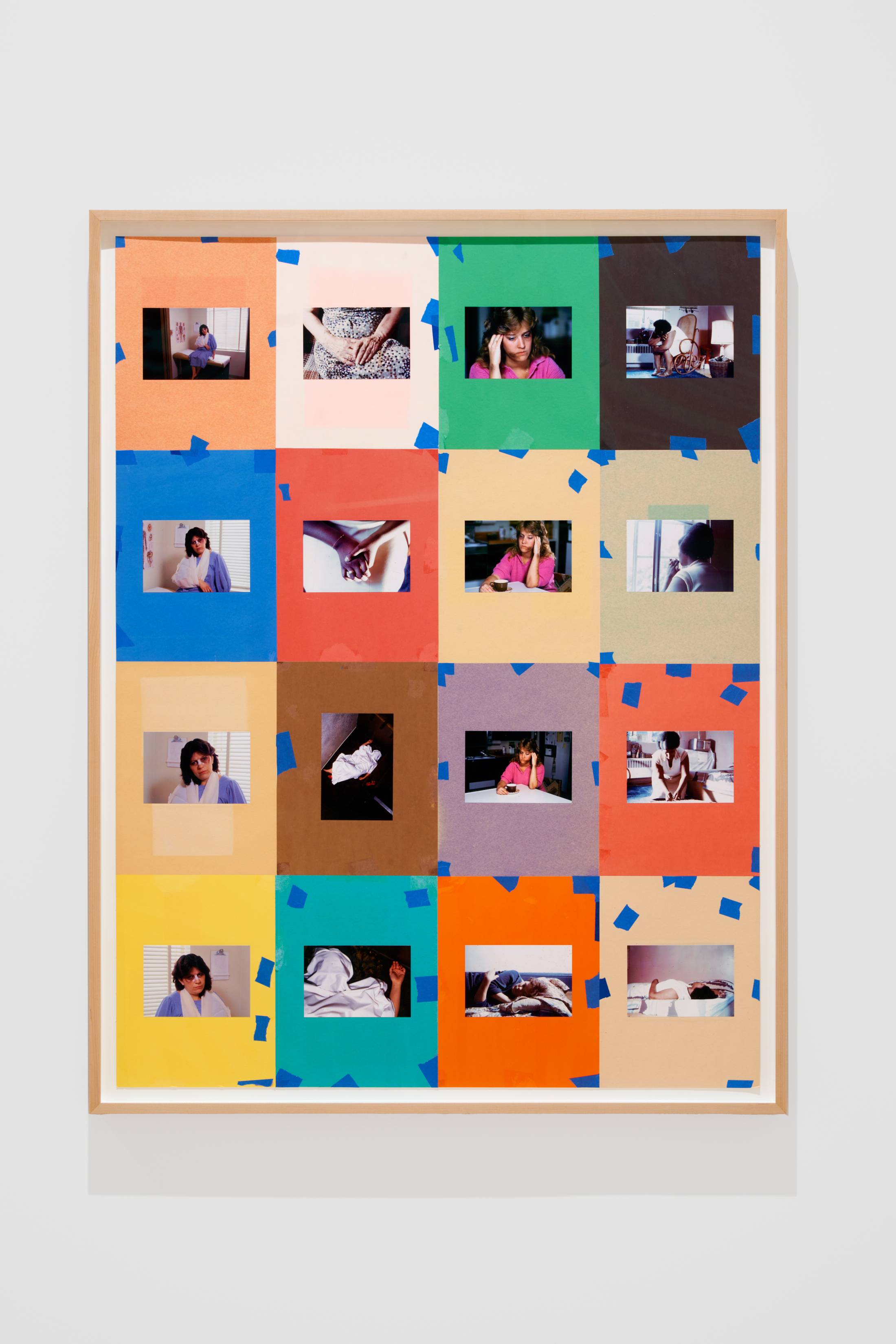 A collage of colorful squares and photos
