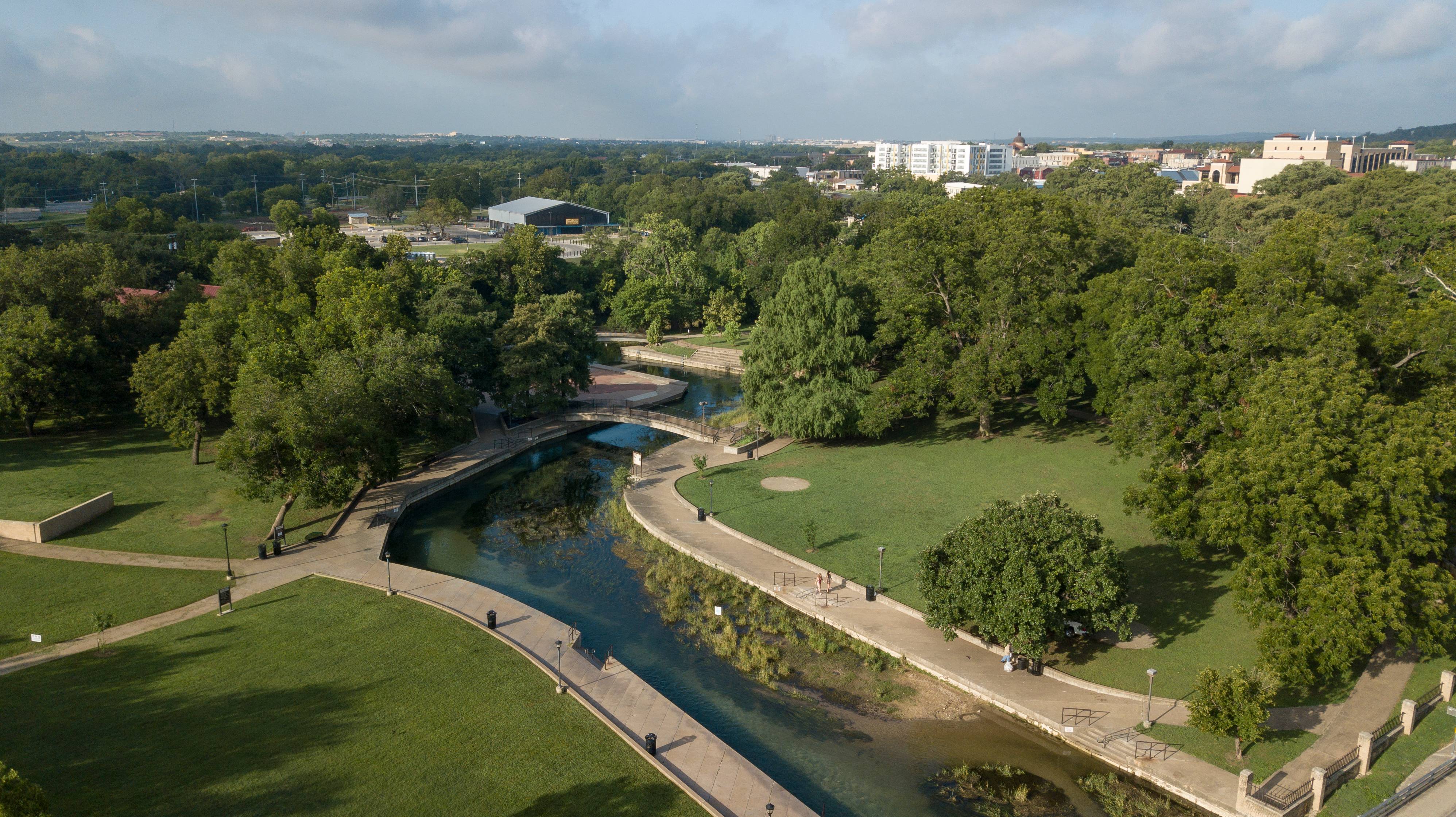 aerial photo of the san marcos river