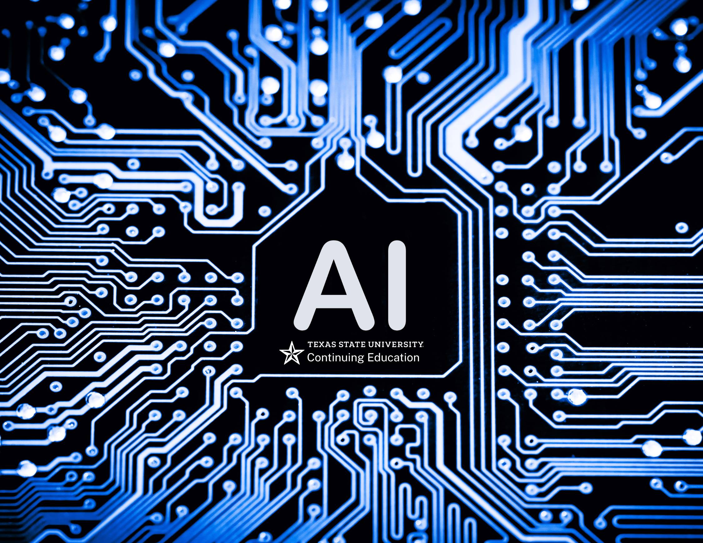 circuit board with blue and white lines