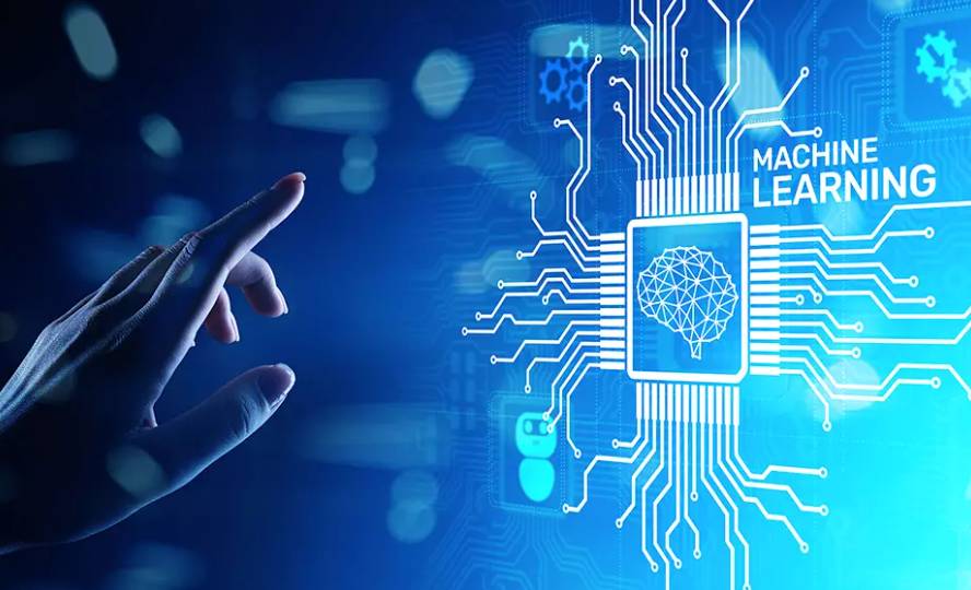 finger pressing a blue digital wall of data