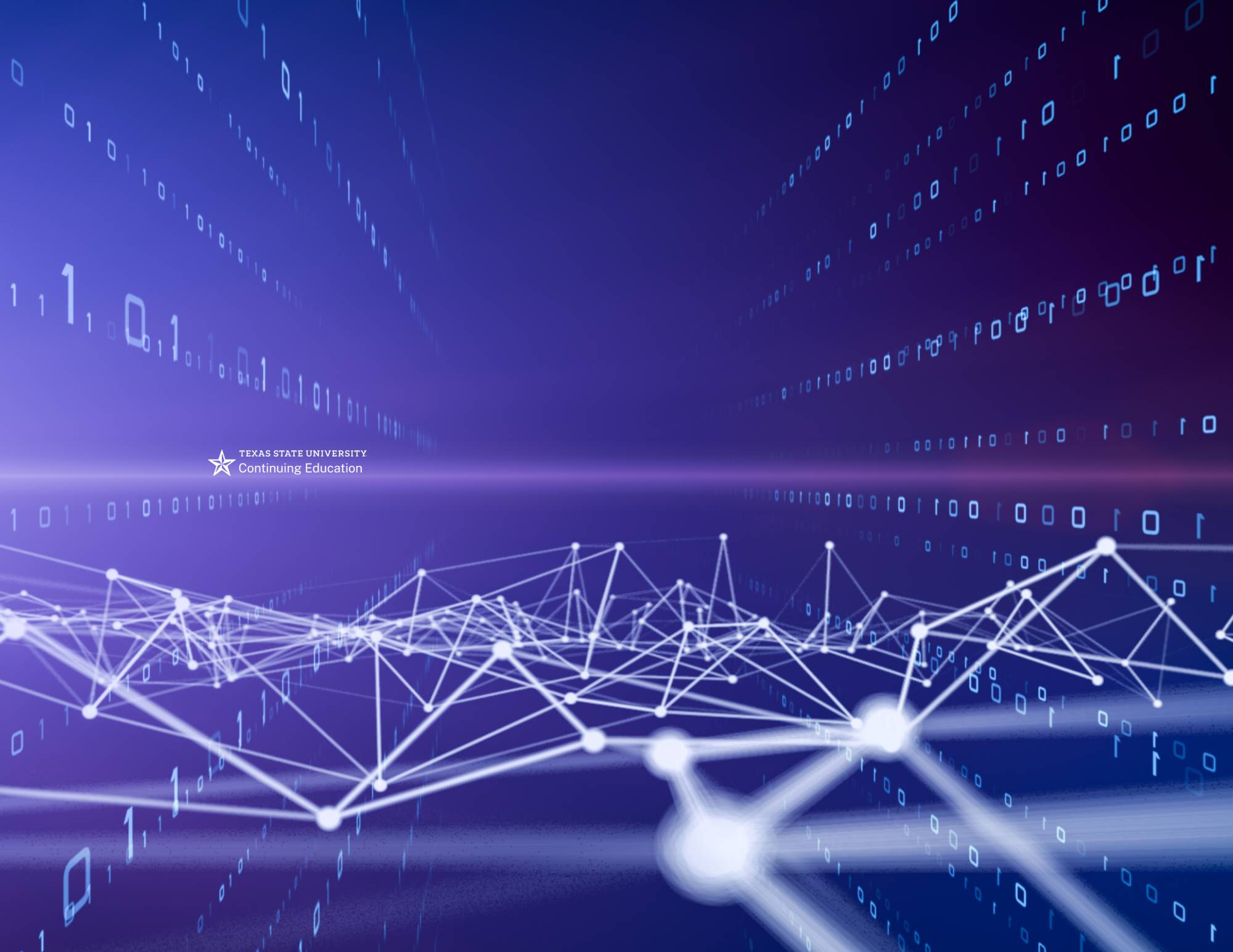 data strings and lines over a blue background