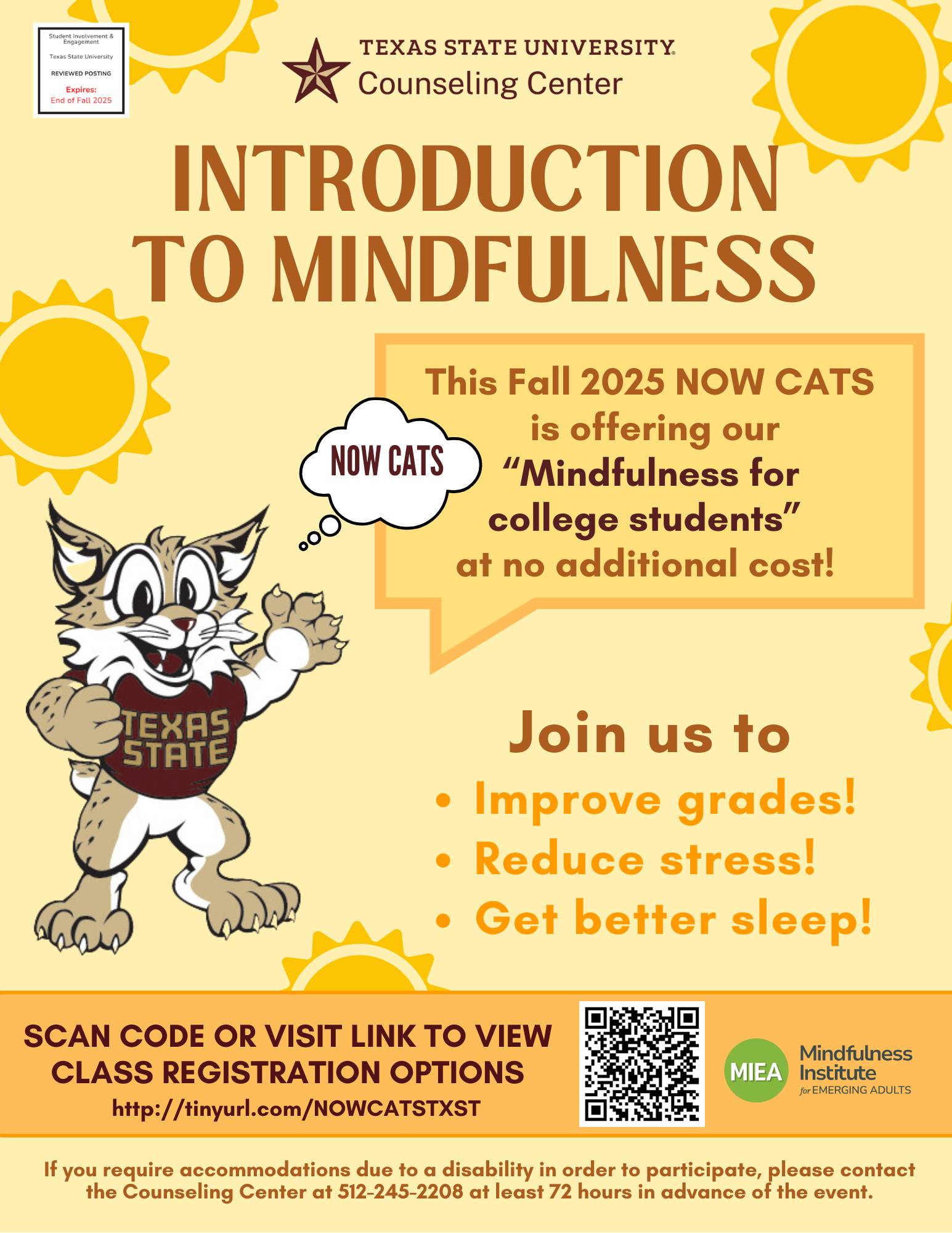 Registration Deadlines - Aug 22 last day to register with $25 fee and Sept 3 last day to register with a $100 fee and last day to add a course