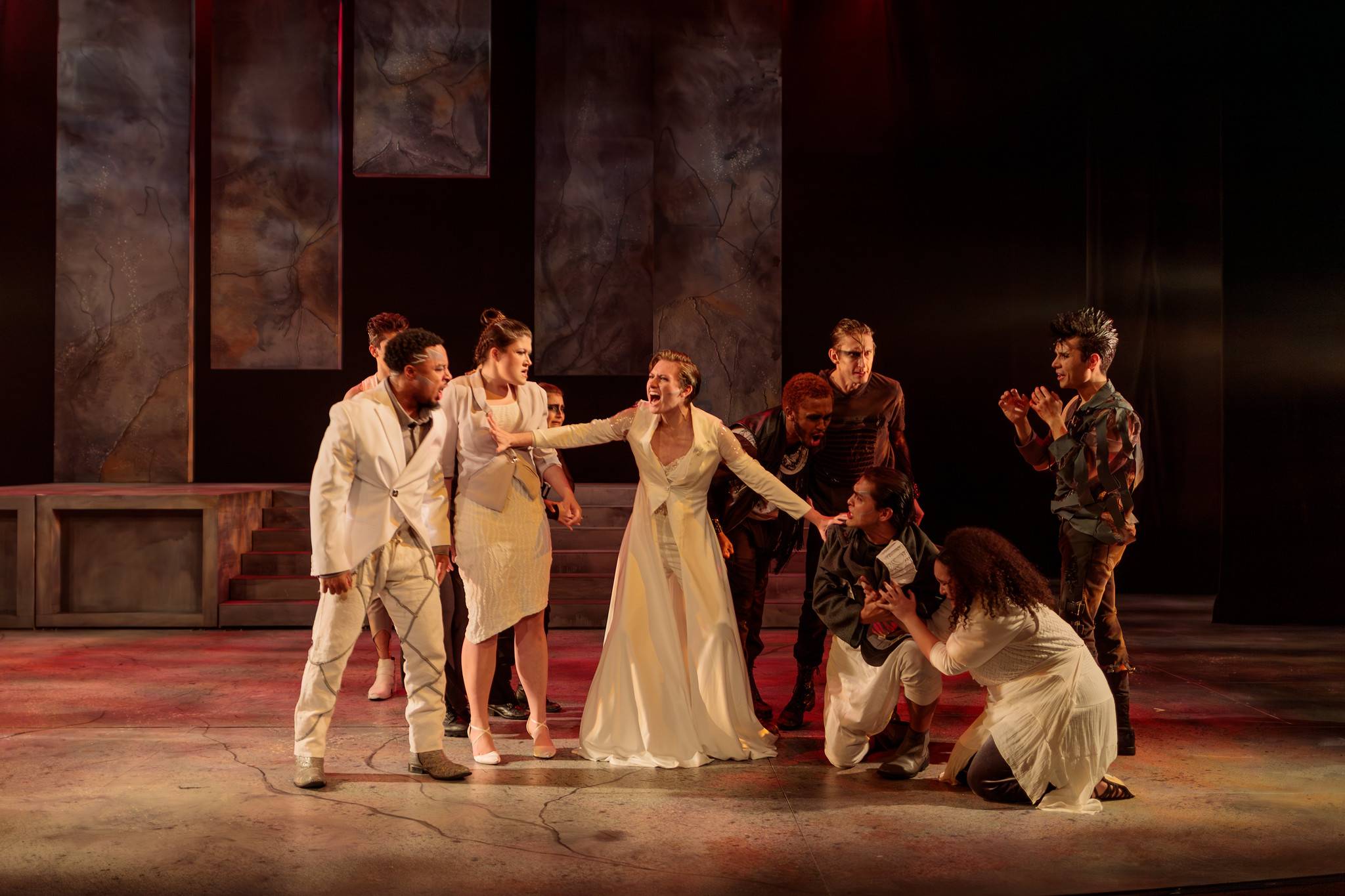 Students in the theatre department performing on stage