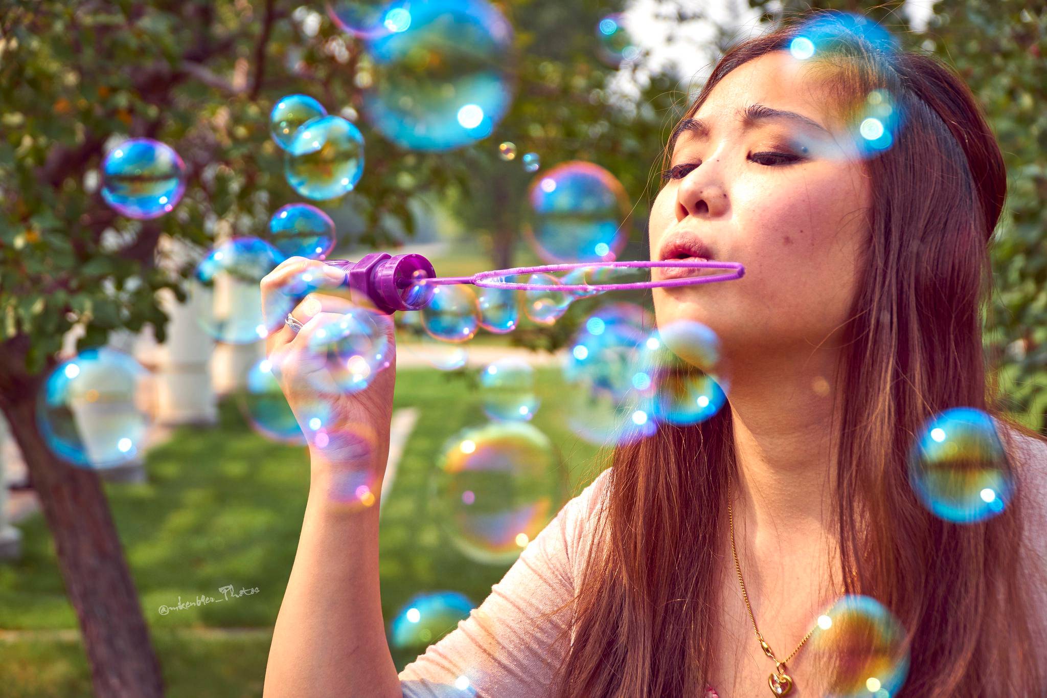 Person Blowing Bubbles