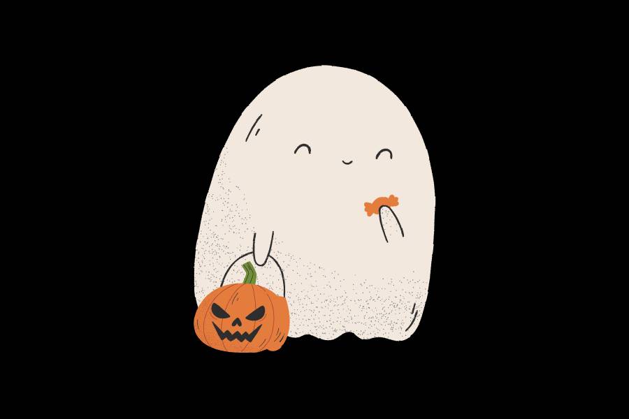 Ghost with pumpkin basket