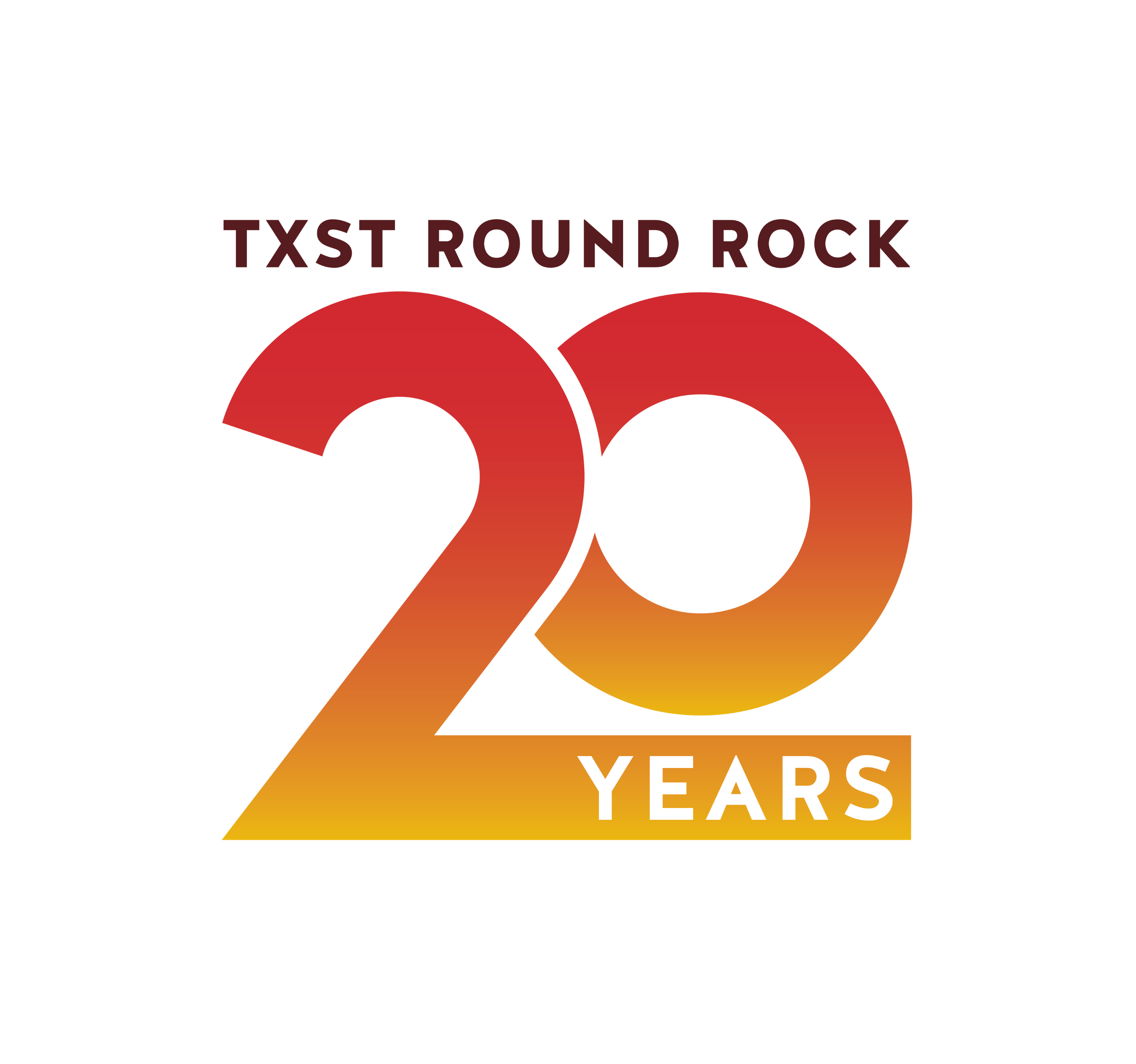 logo that says TXST Round Rock, 20 years