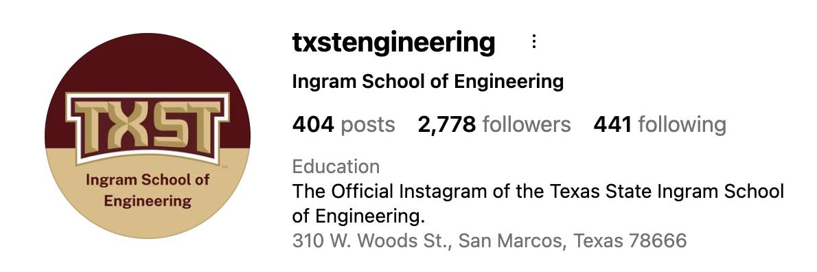 Texas State University social avatar on X mockup and example