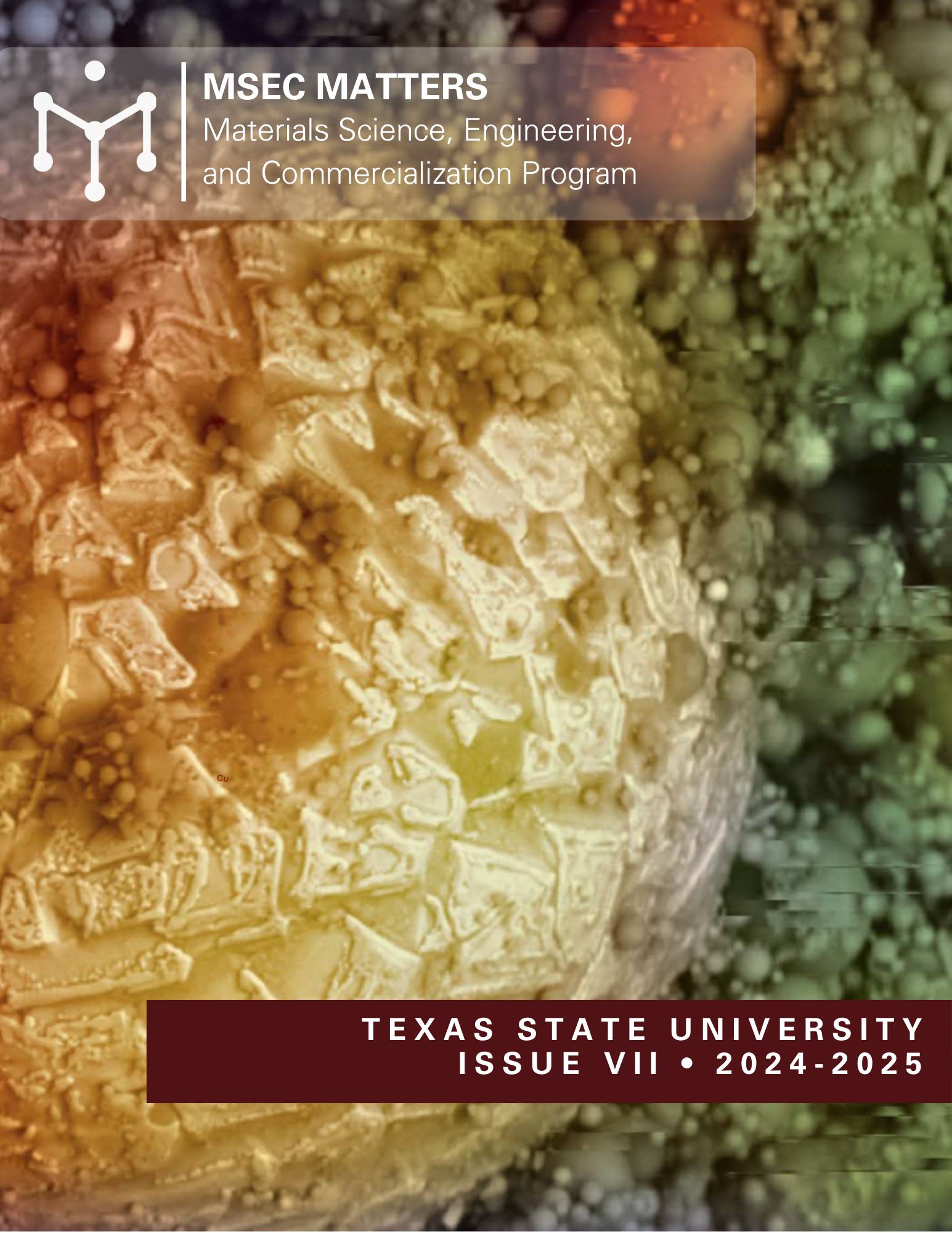 Newsletter cover page with photo of solder ball