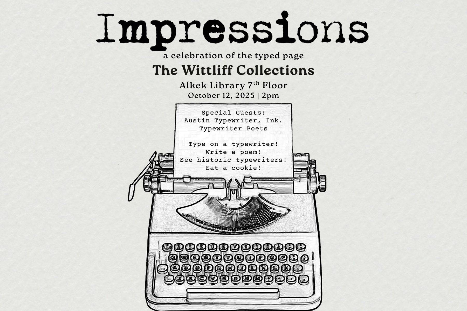 A poster for the Impression: a Celebration of the Typed Page event.