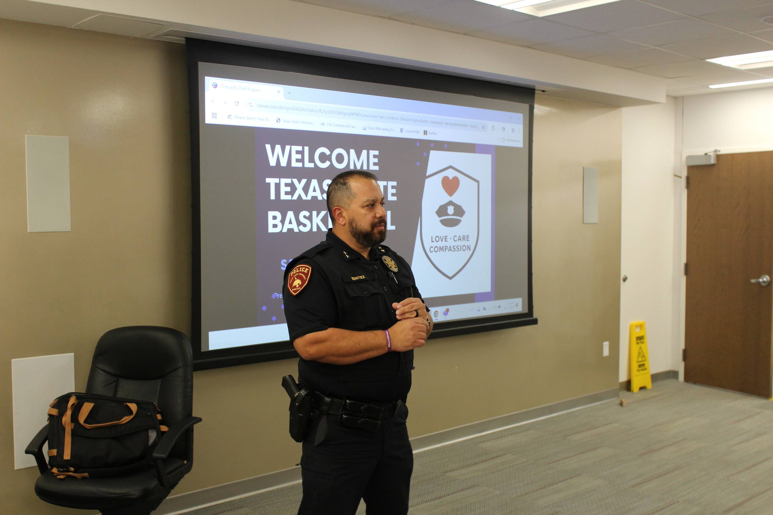 police officer giving a presentation