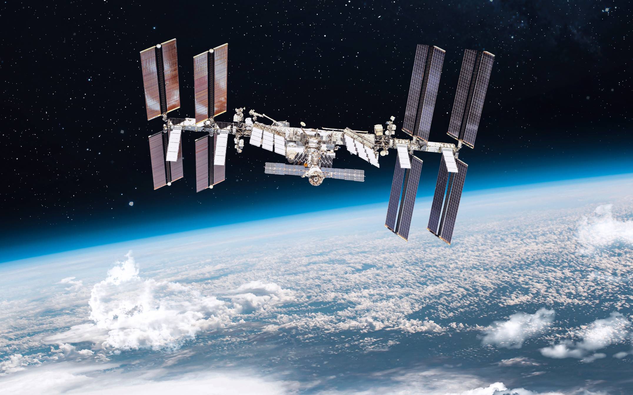 international space station floating above earth