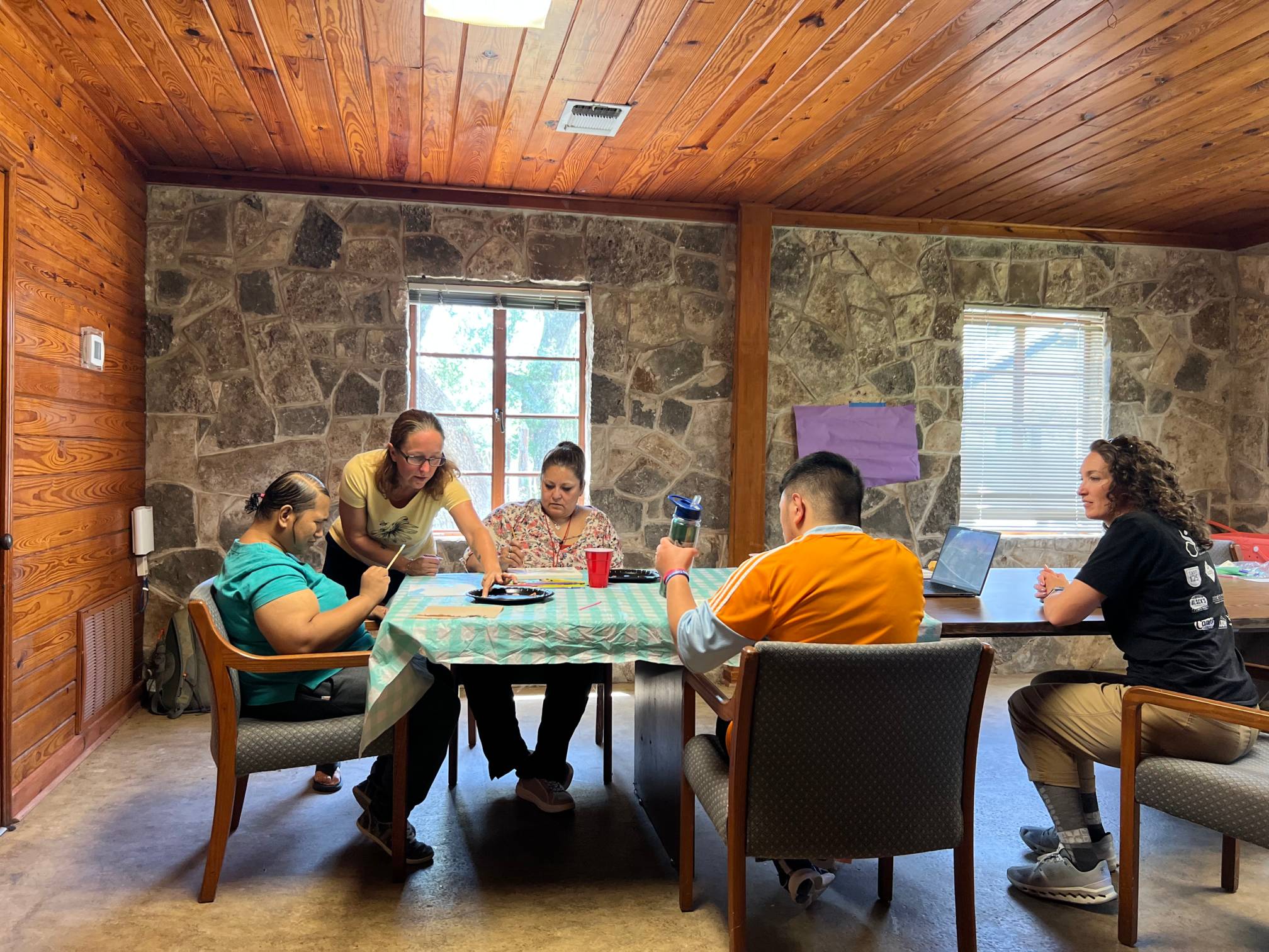 people sitting around table
