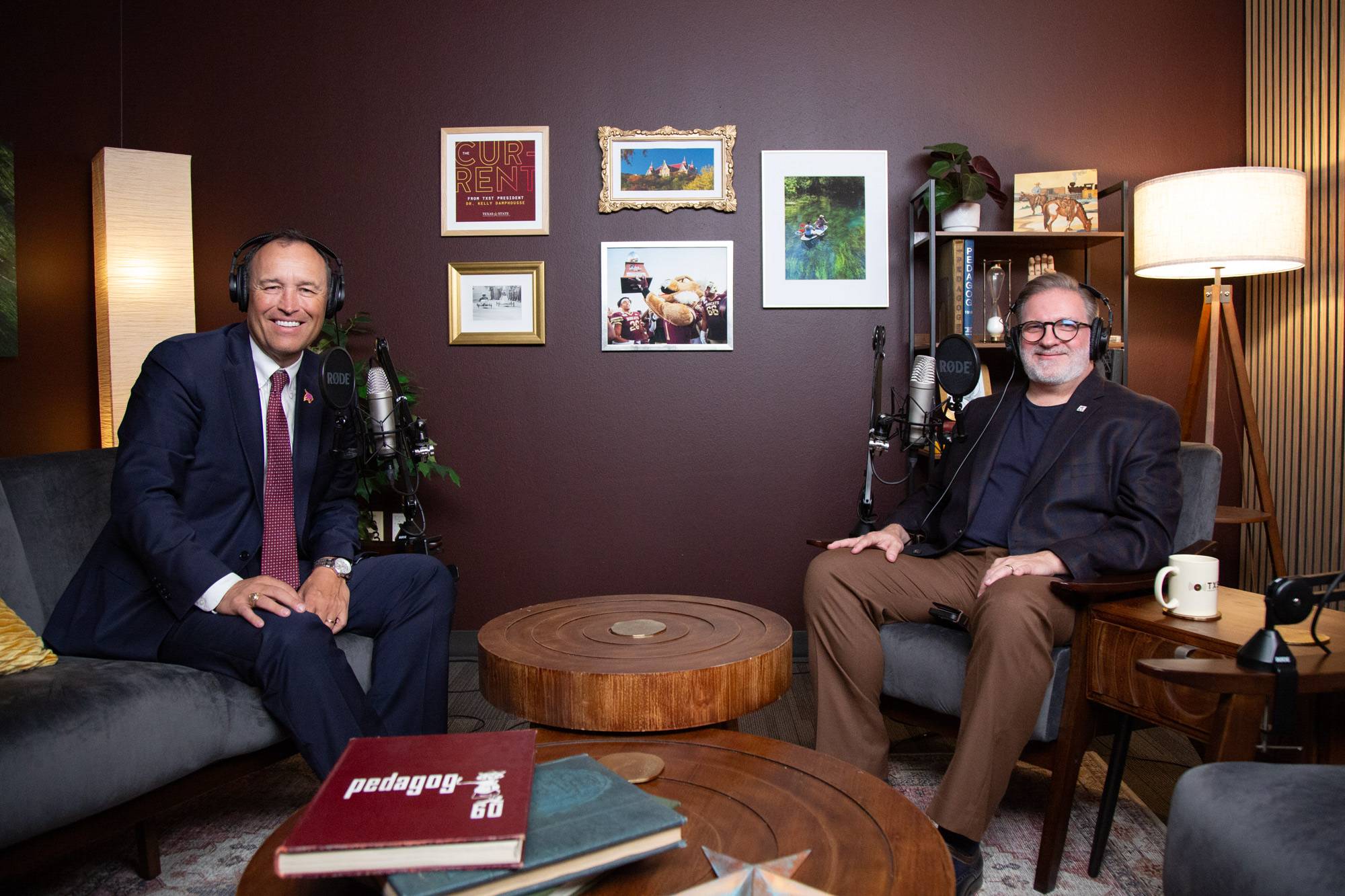 damphousse and Dr. Russell Lowery-Hart sit in podcast studio