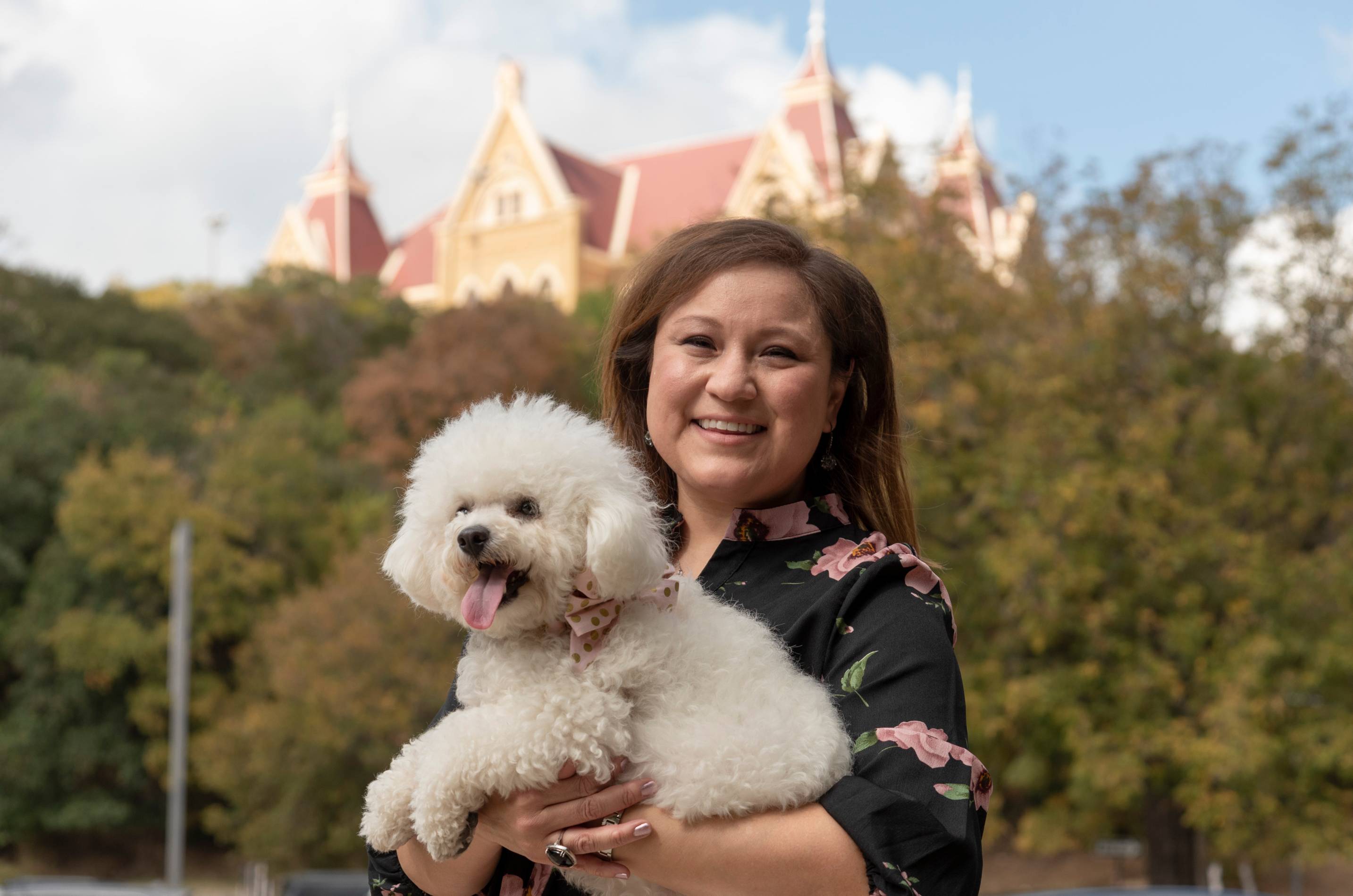 Adrianne and Star in front of Old Main