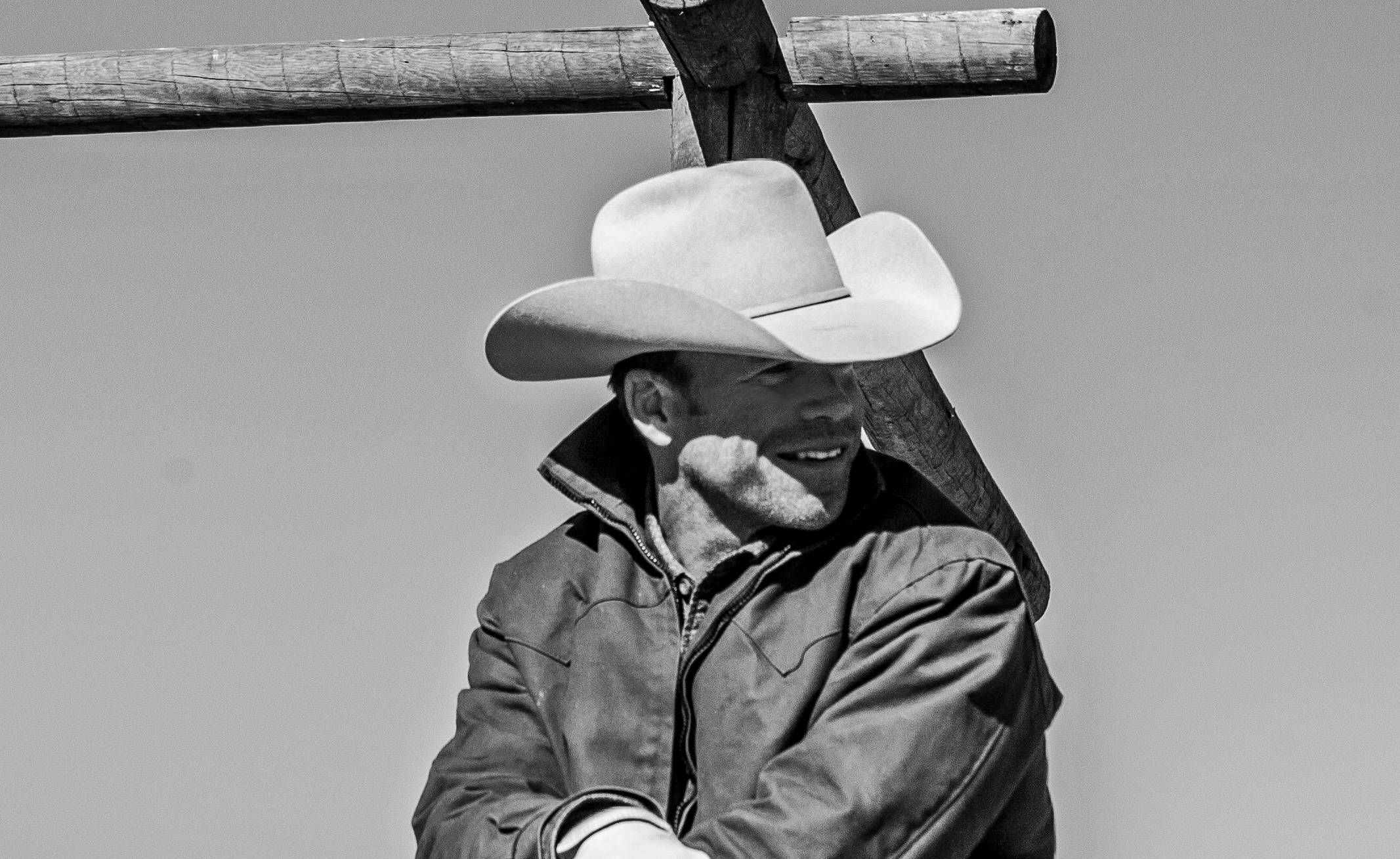 black and white photo of taylor sheridan