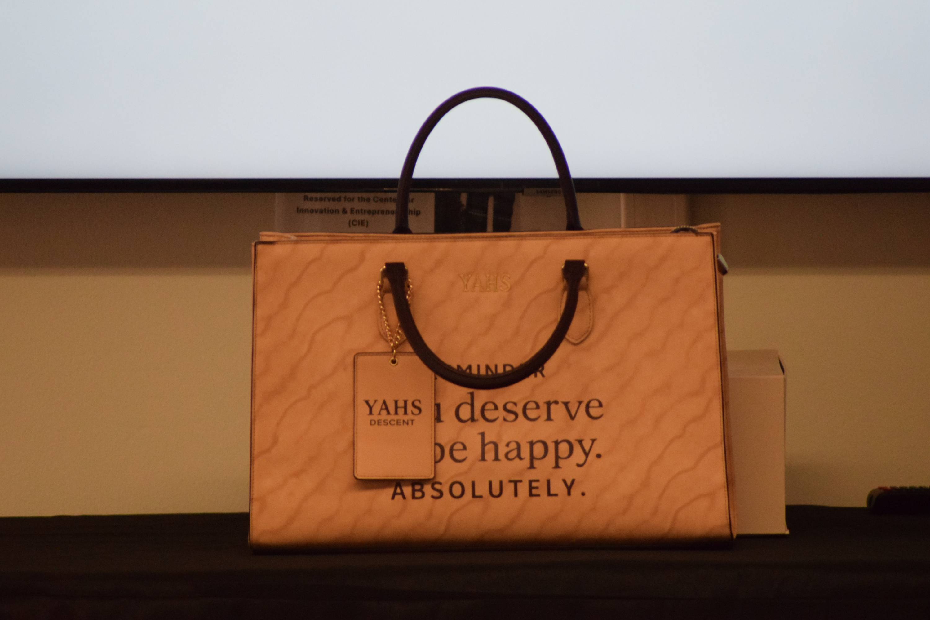 Luxury bag at the ROI Pitch competition.