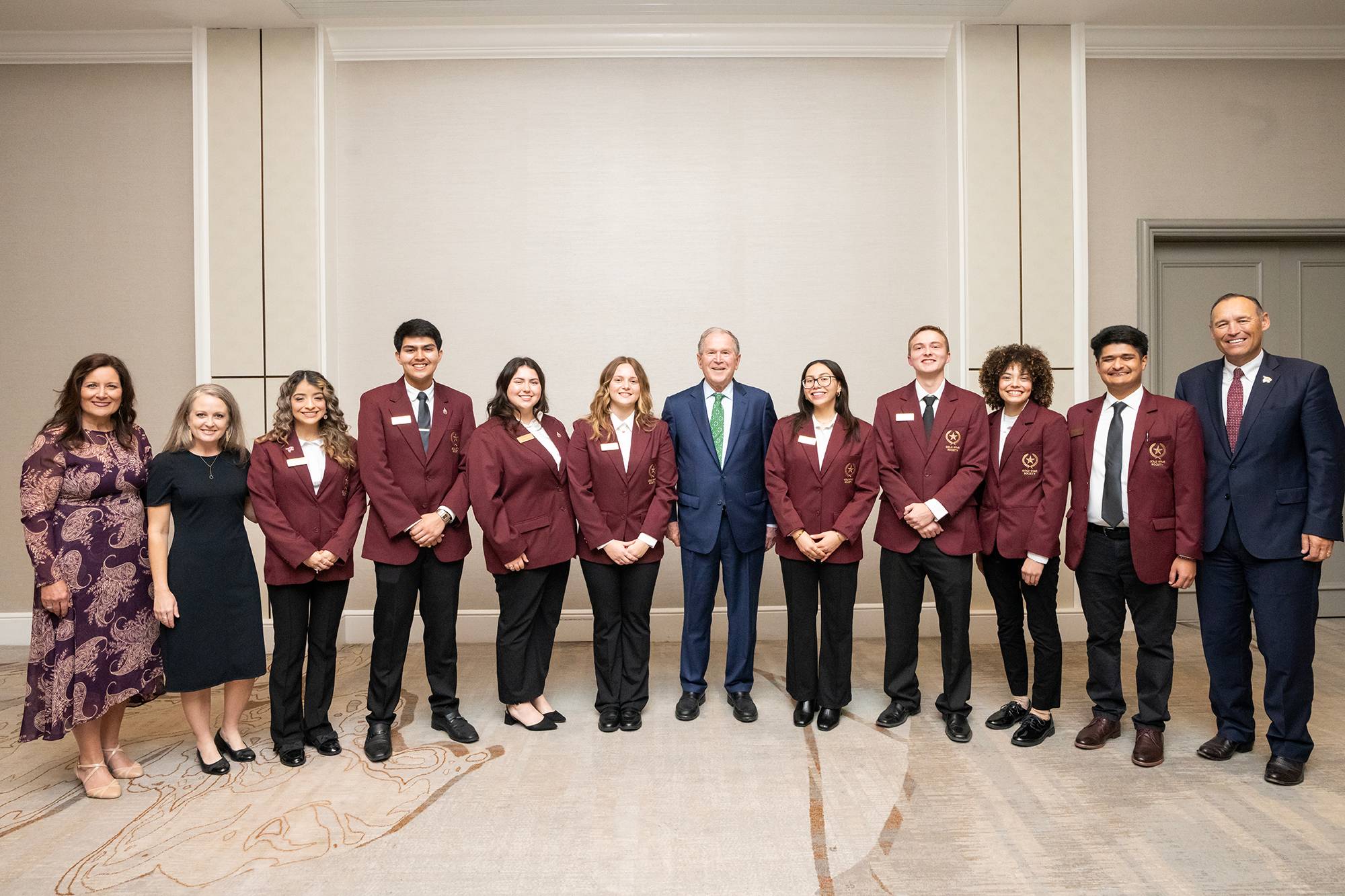 Gold Star Society students with President Bush at an event