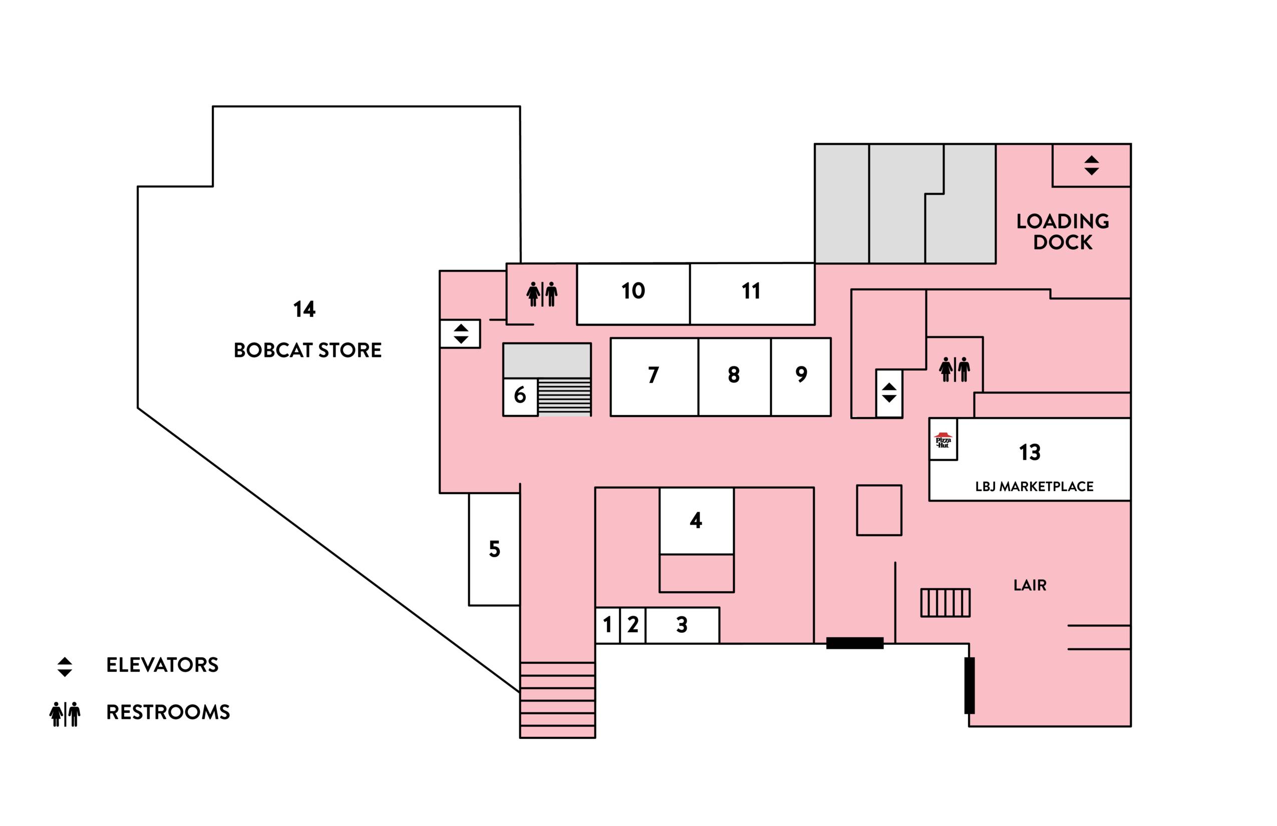 2d map of lbjsc floor 2