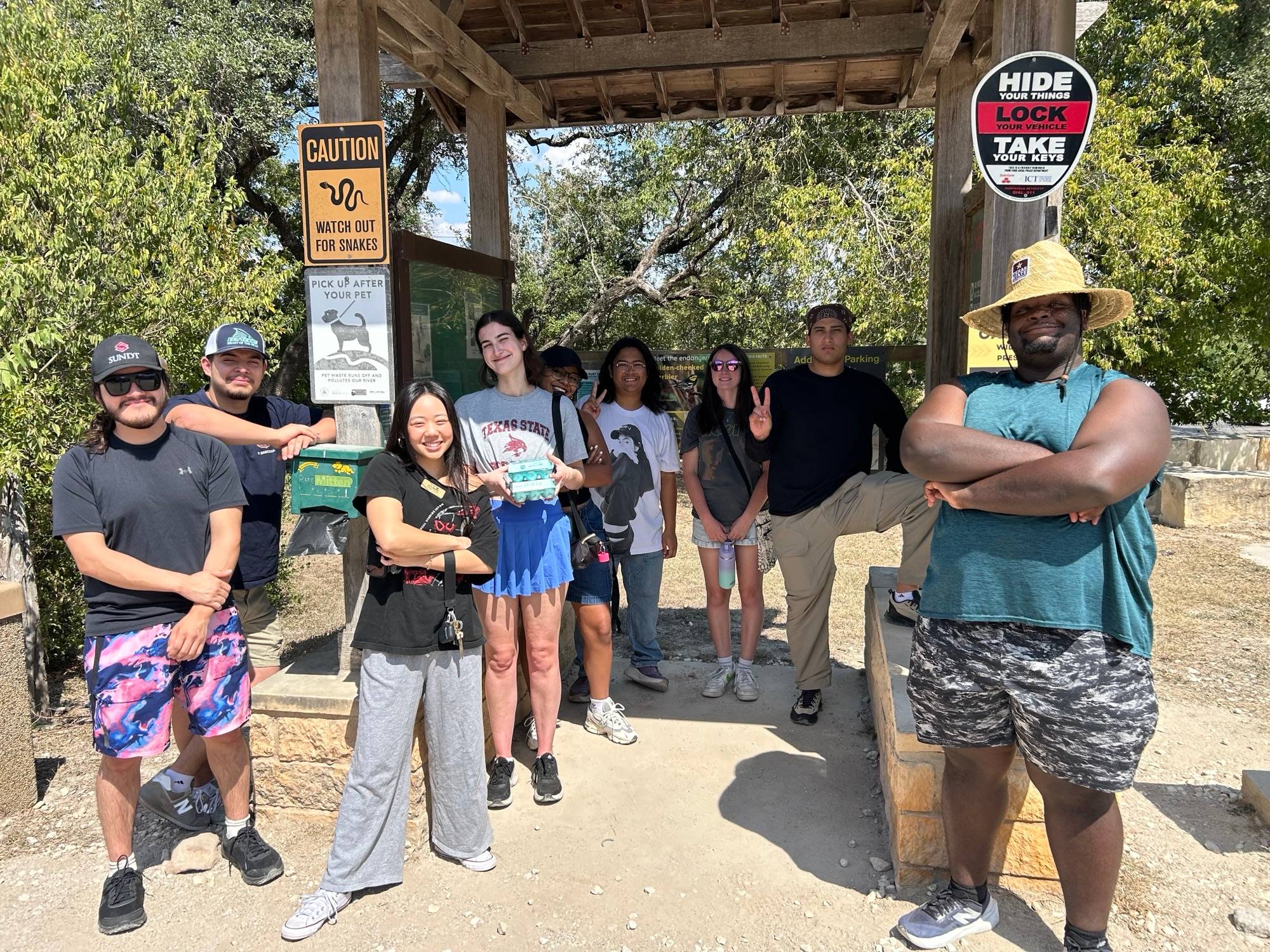 Students posing in outdoors 