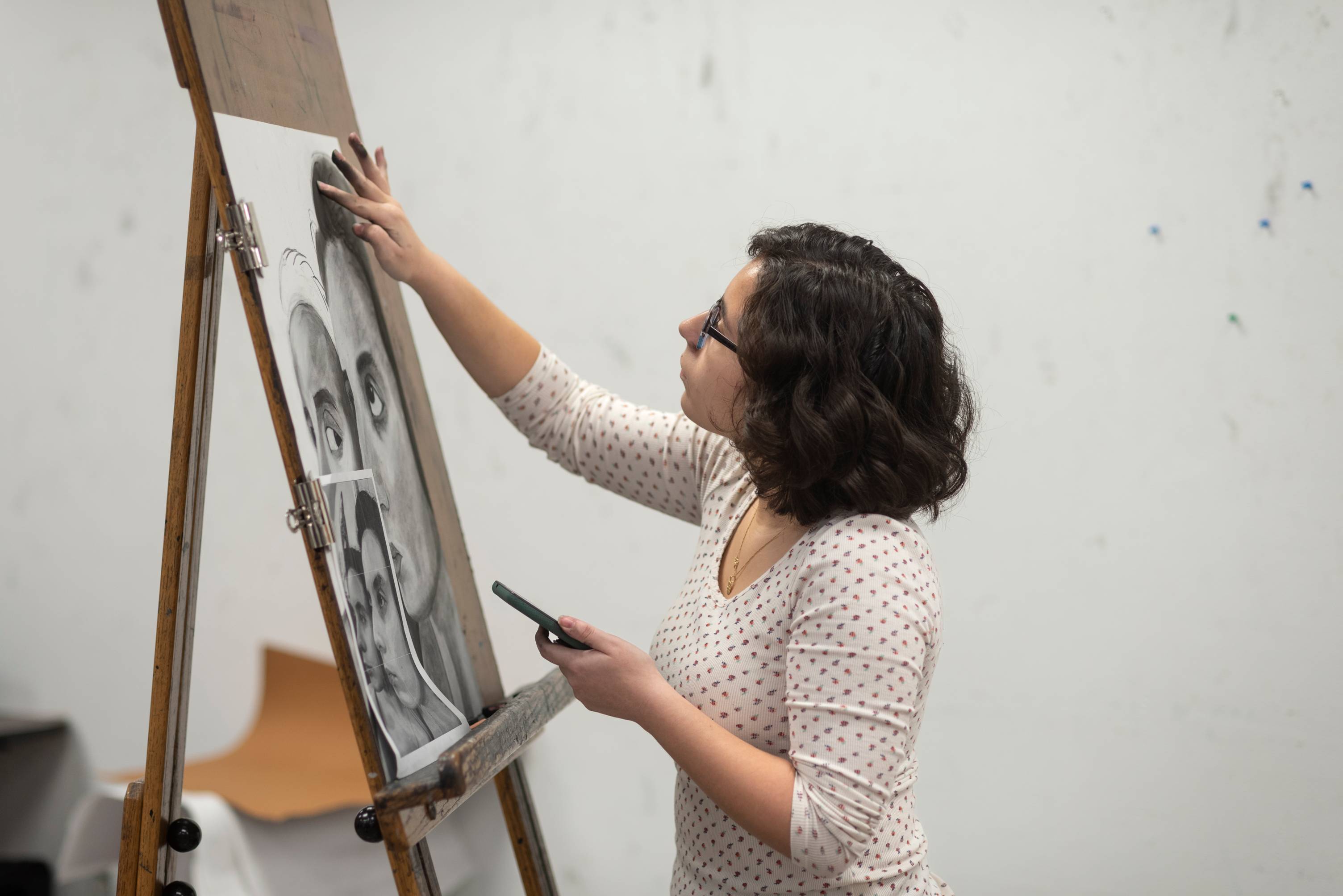 Artist working on an art piece.