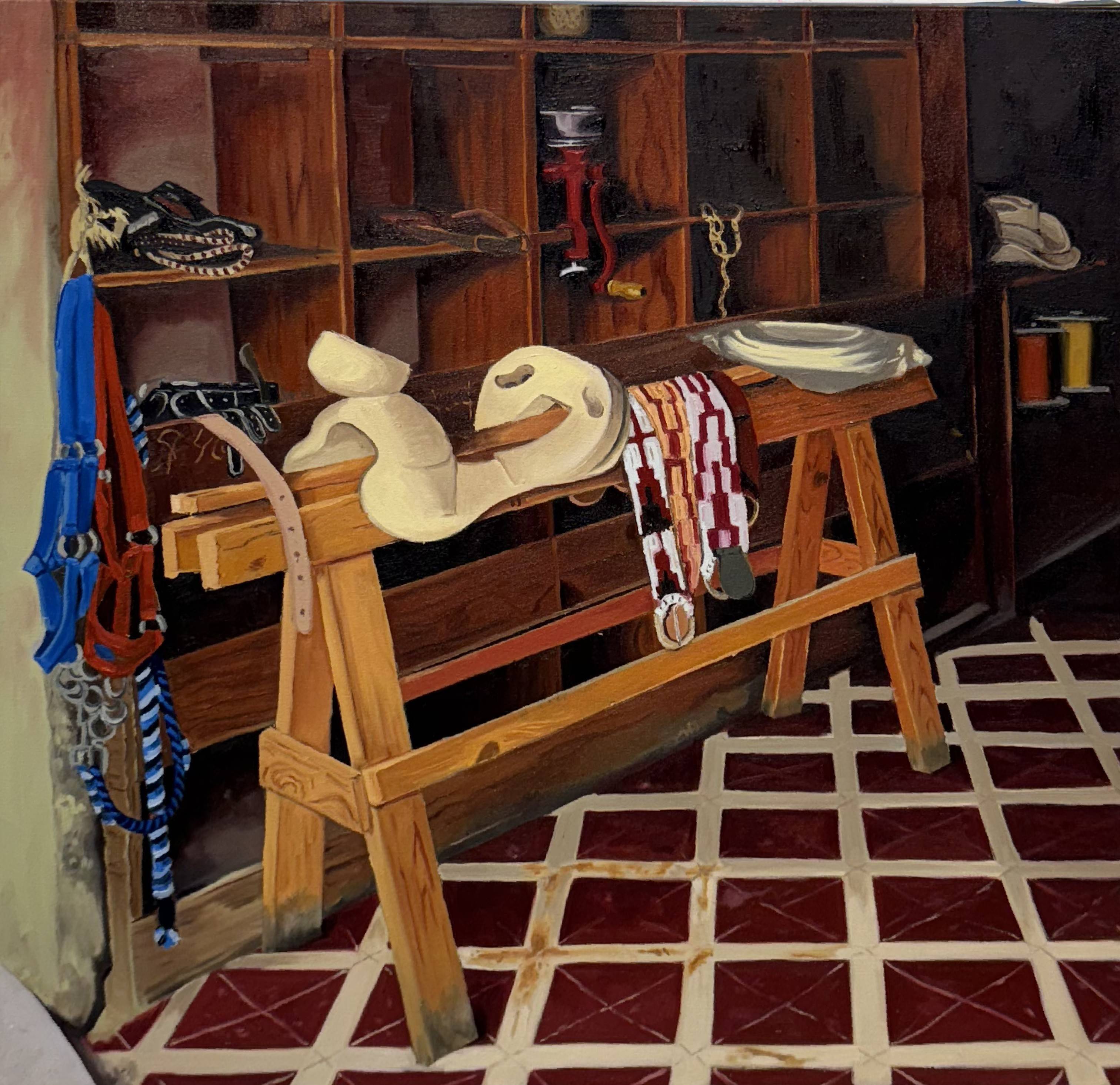oil painting of a saddle