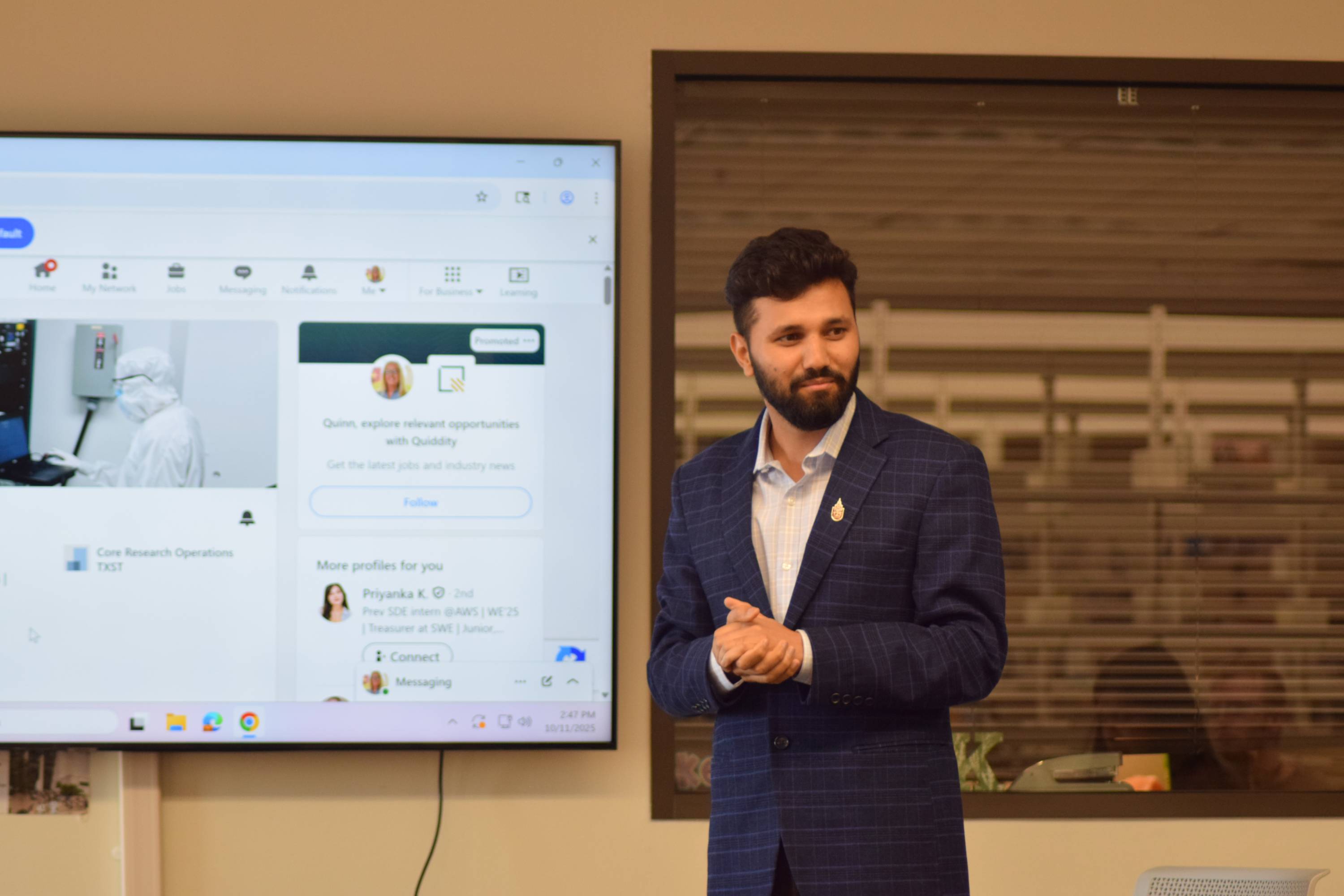 Participant presenting his LinkedIn