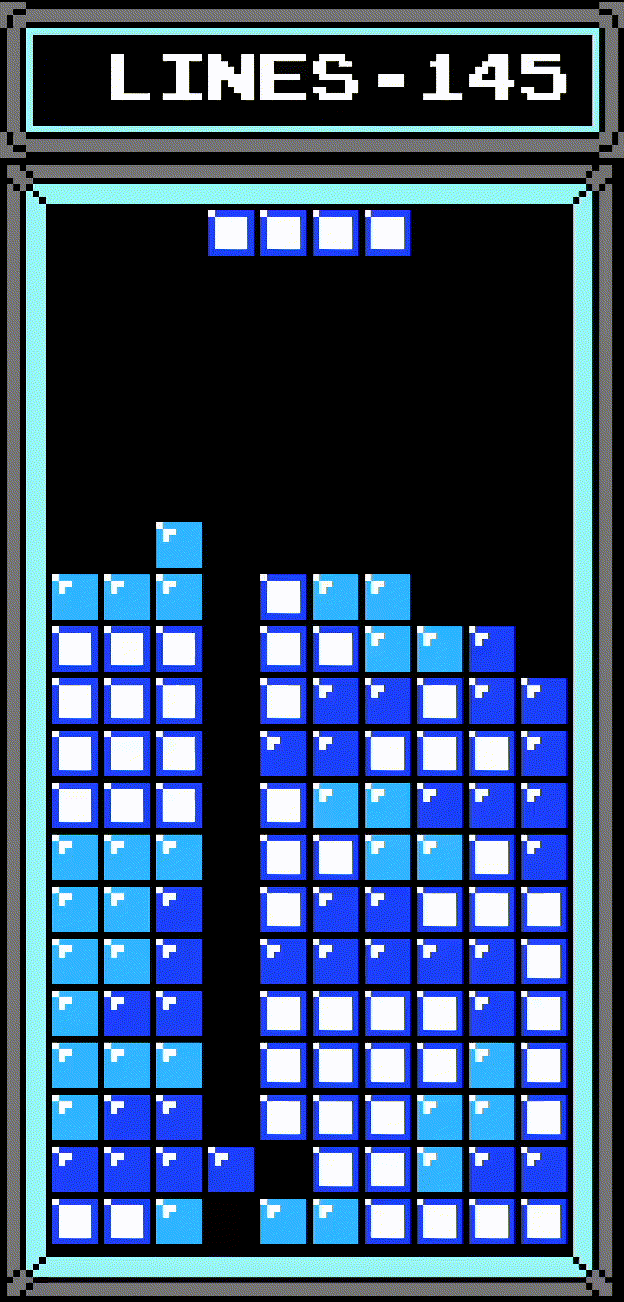 A game of tetris where the player is eliminating 4 lines at a time.