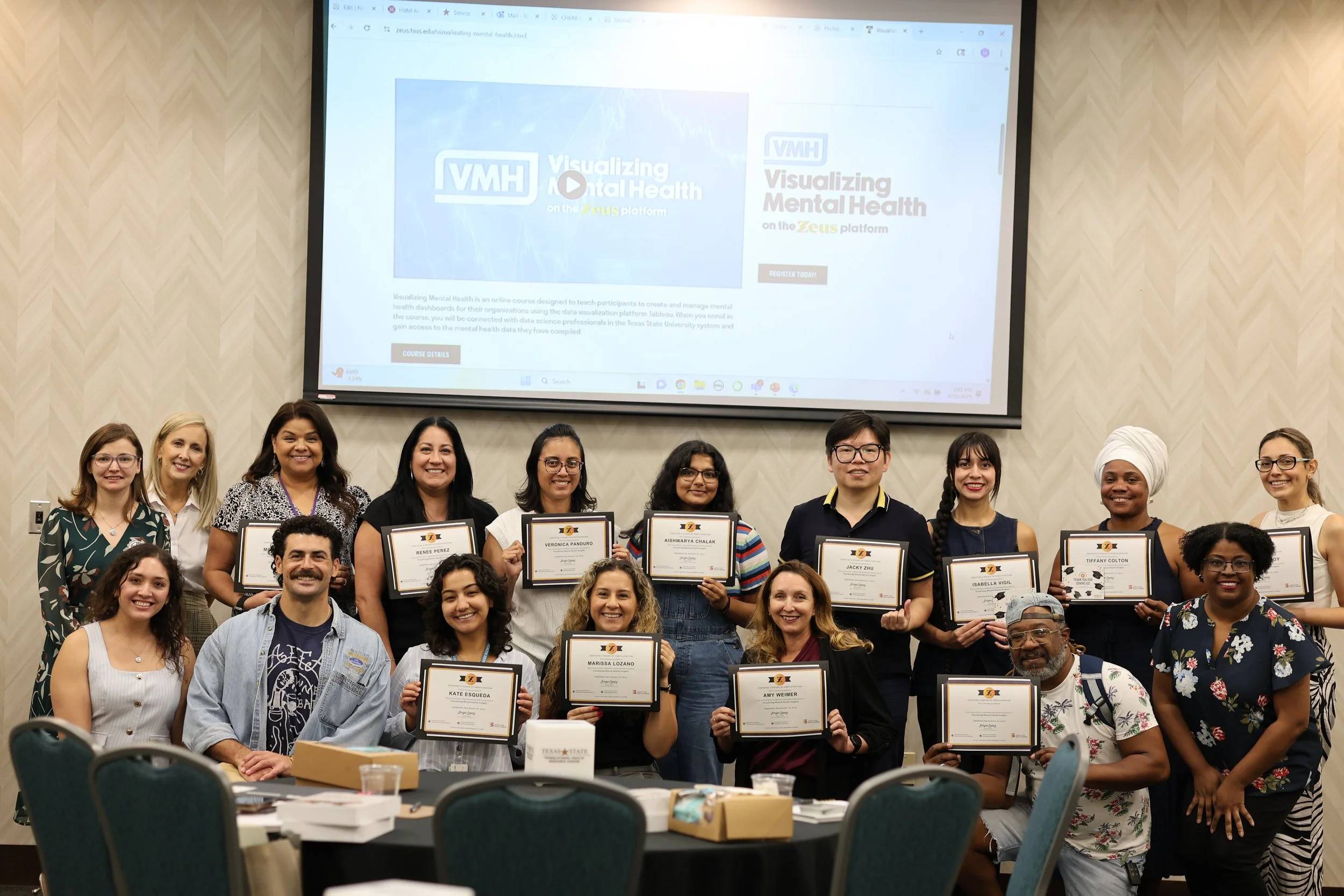 Group photo of attendees at Visualizing Mental Health Lunch & Learn hosted by the Translational Health Research Center and the Hays County Health Department