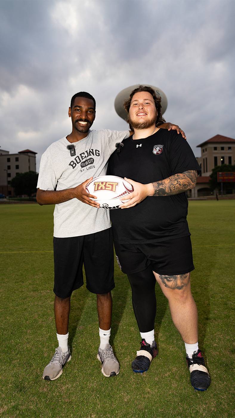 The Try at TXST team learns how to play Rugby with the TXST Renegade RFC.