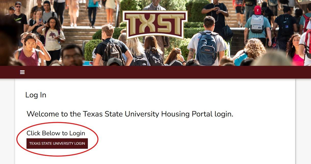 Screenshot of Housing Portal Login page.