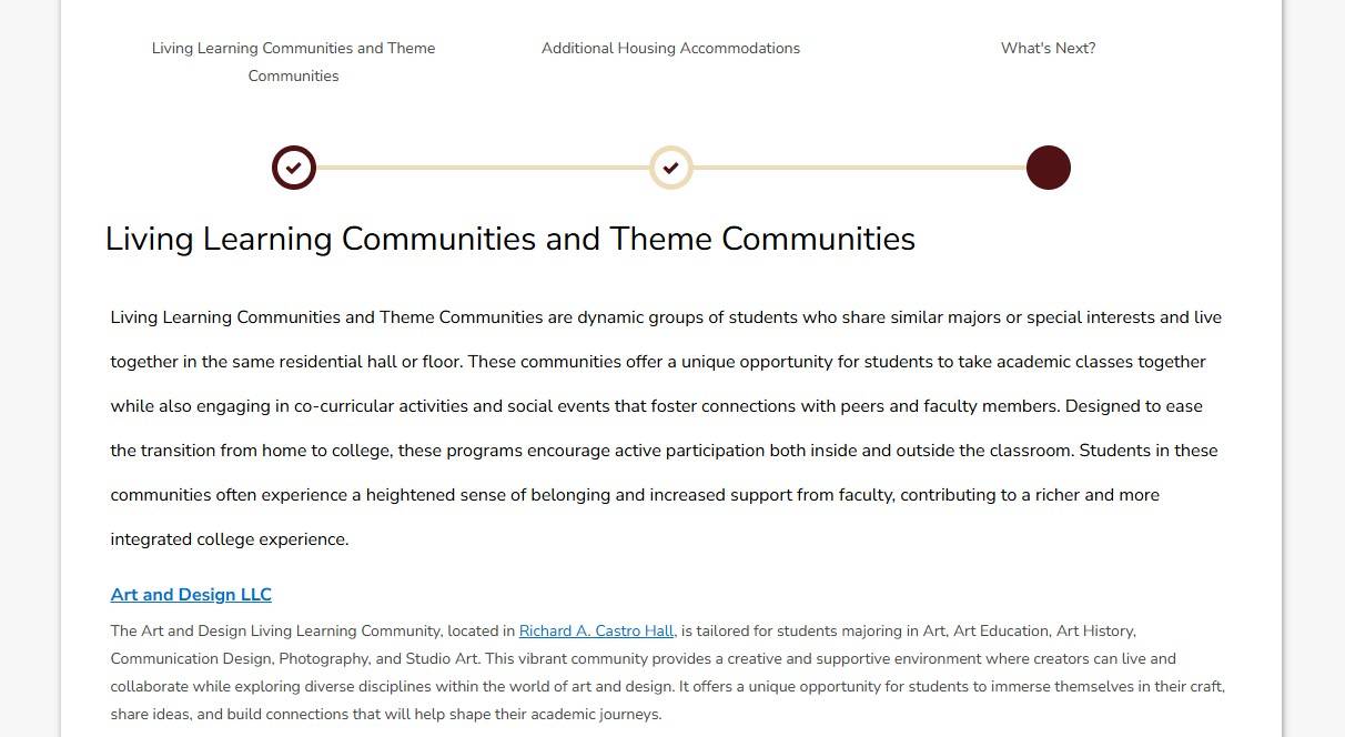 Screenshot of Terms & Conditions page in the Housing Portal.