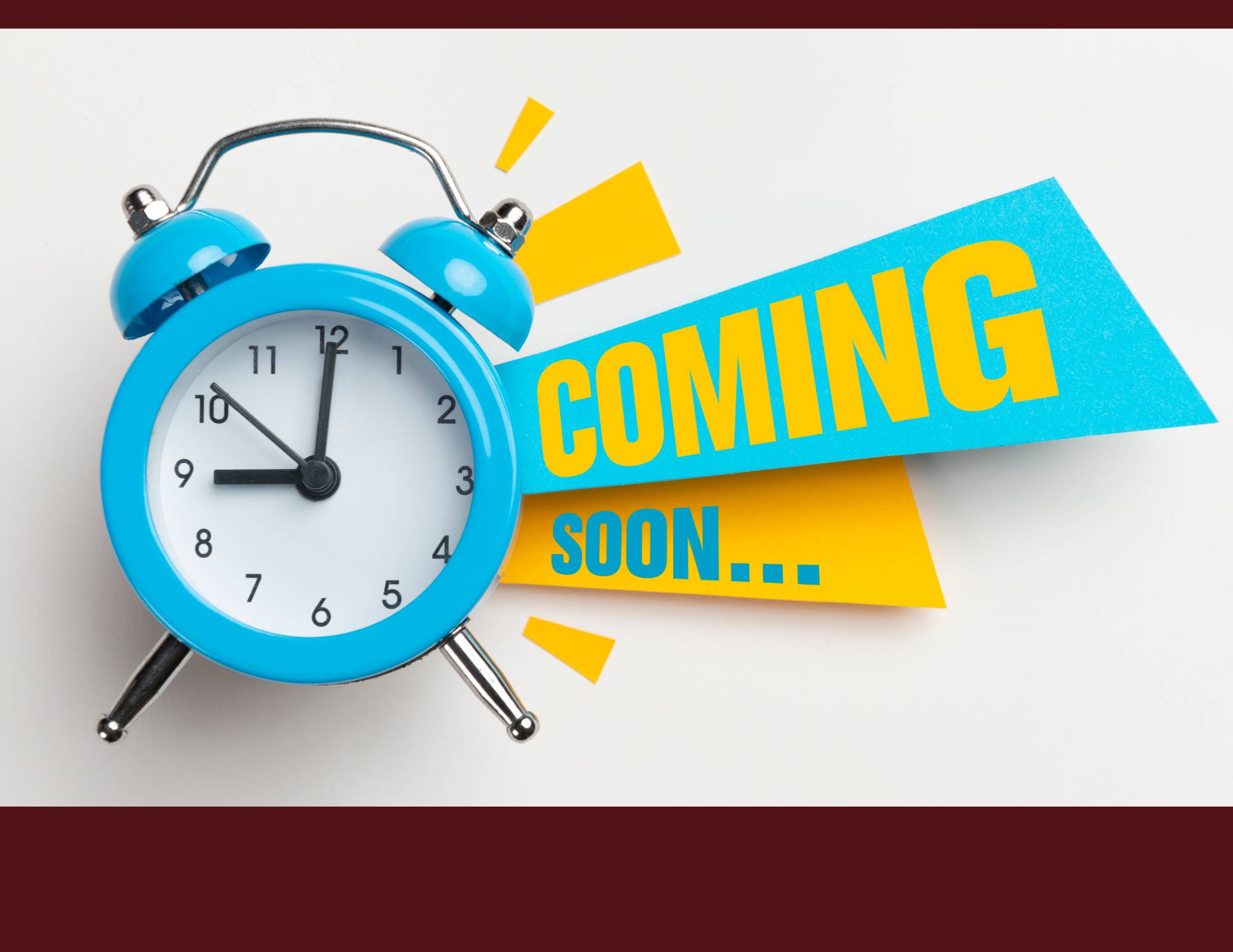 a blue and white clock with text next to it