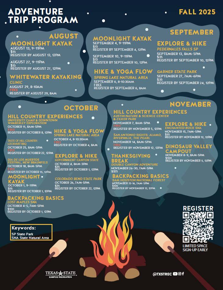 Schedule of events for current semester