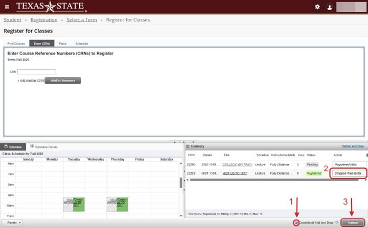 select conditional add drop