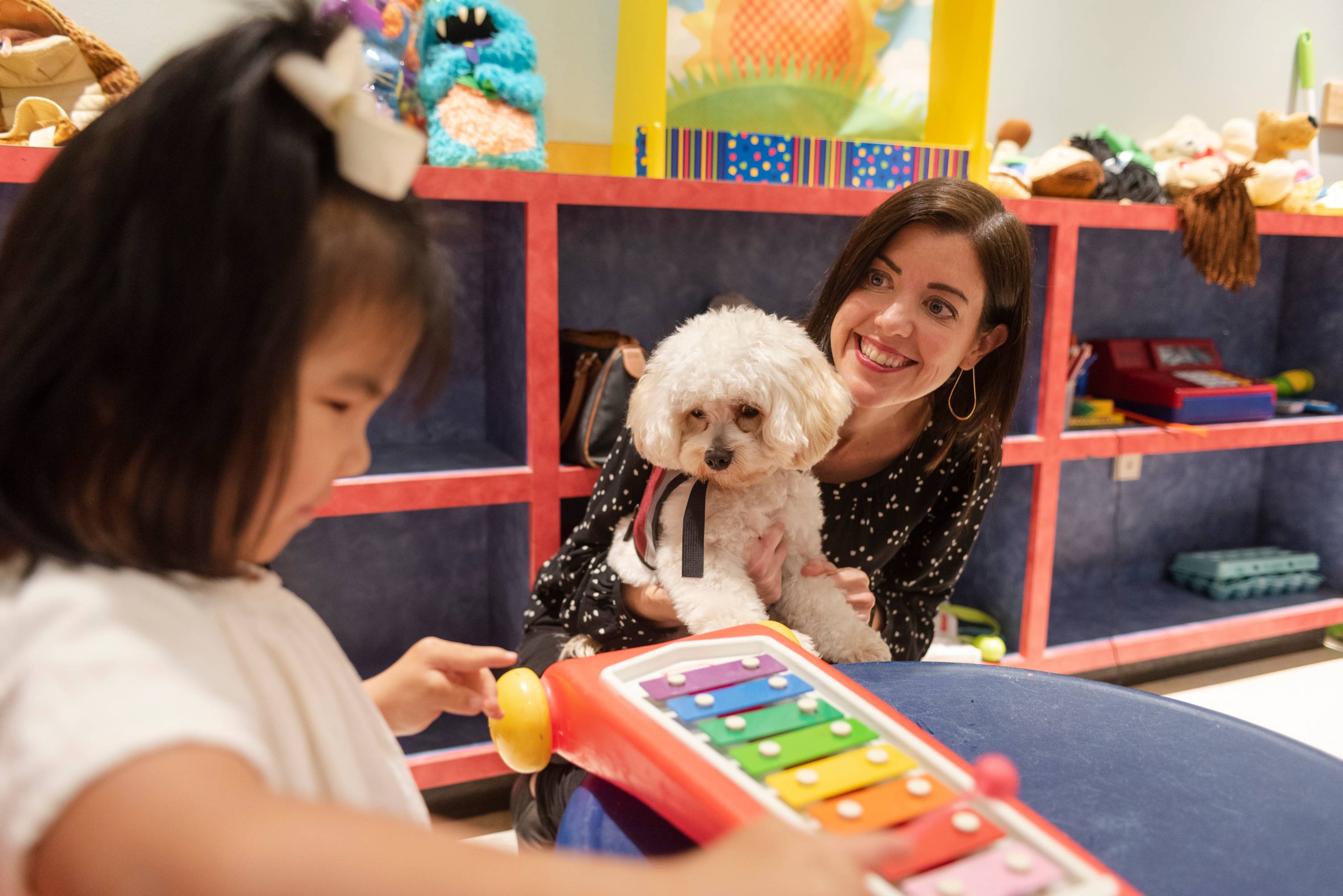 Kate Halinski & Moose in the playroom