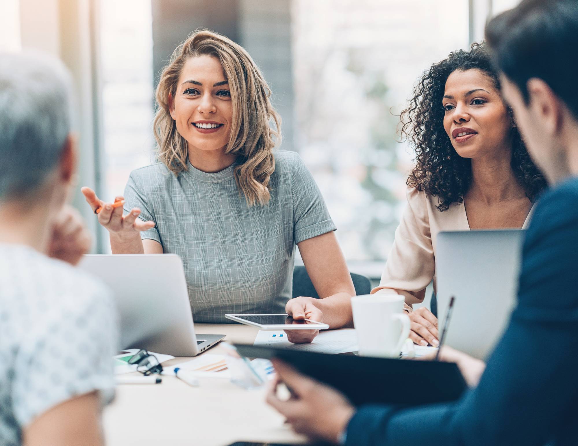 a team having a meeting