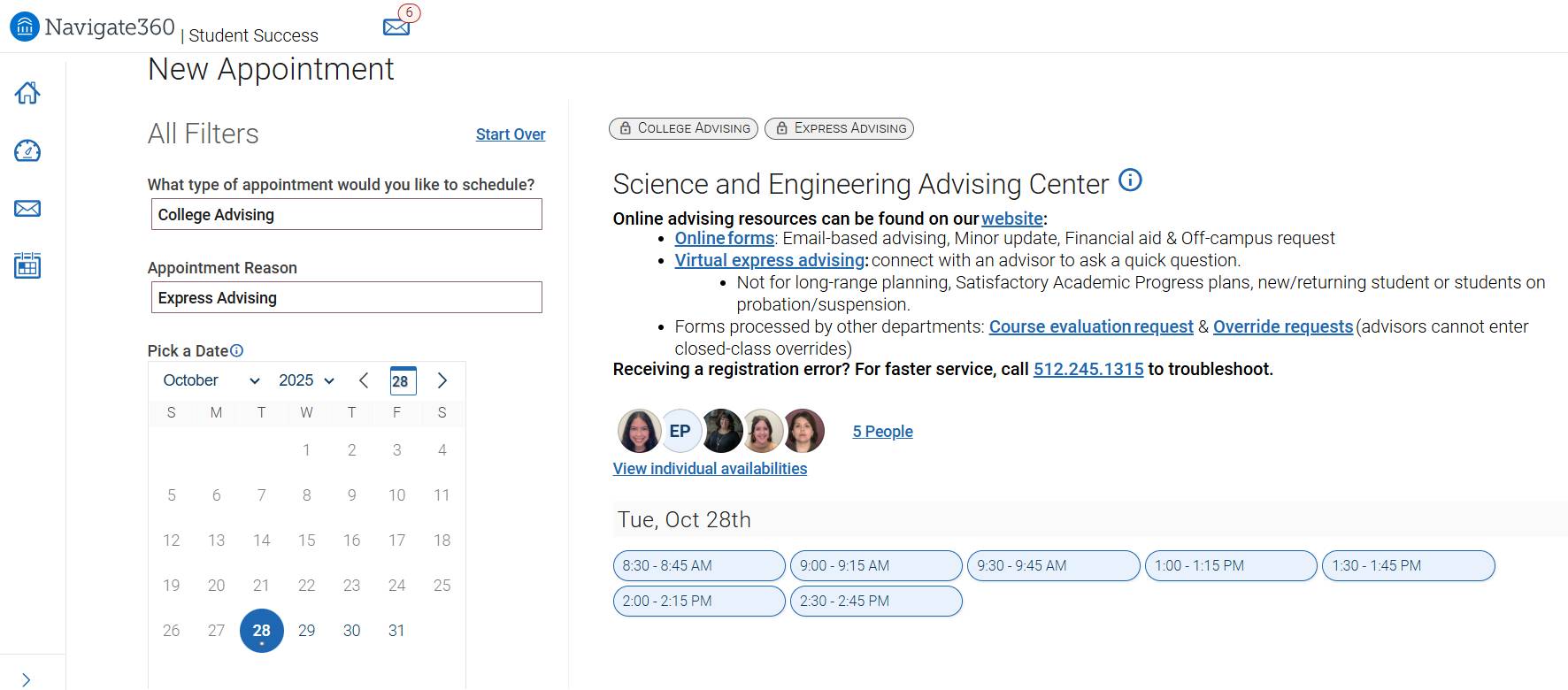 Select a meeting time