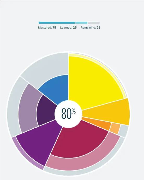 Pie chart showing completed rate with an example of 80%