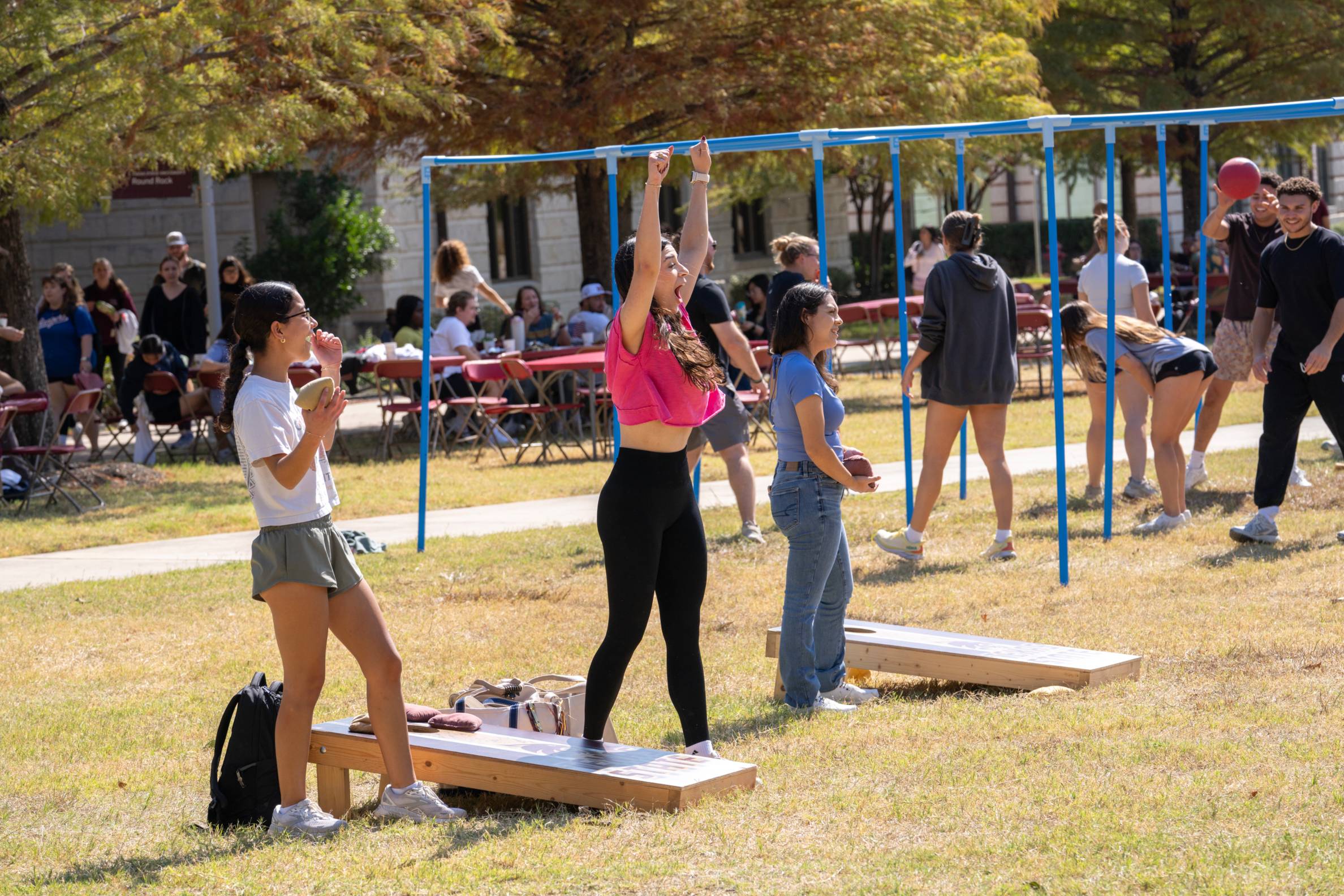 students cheering