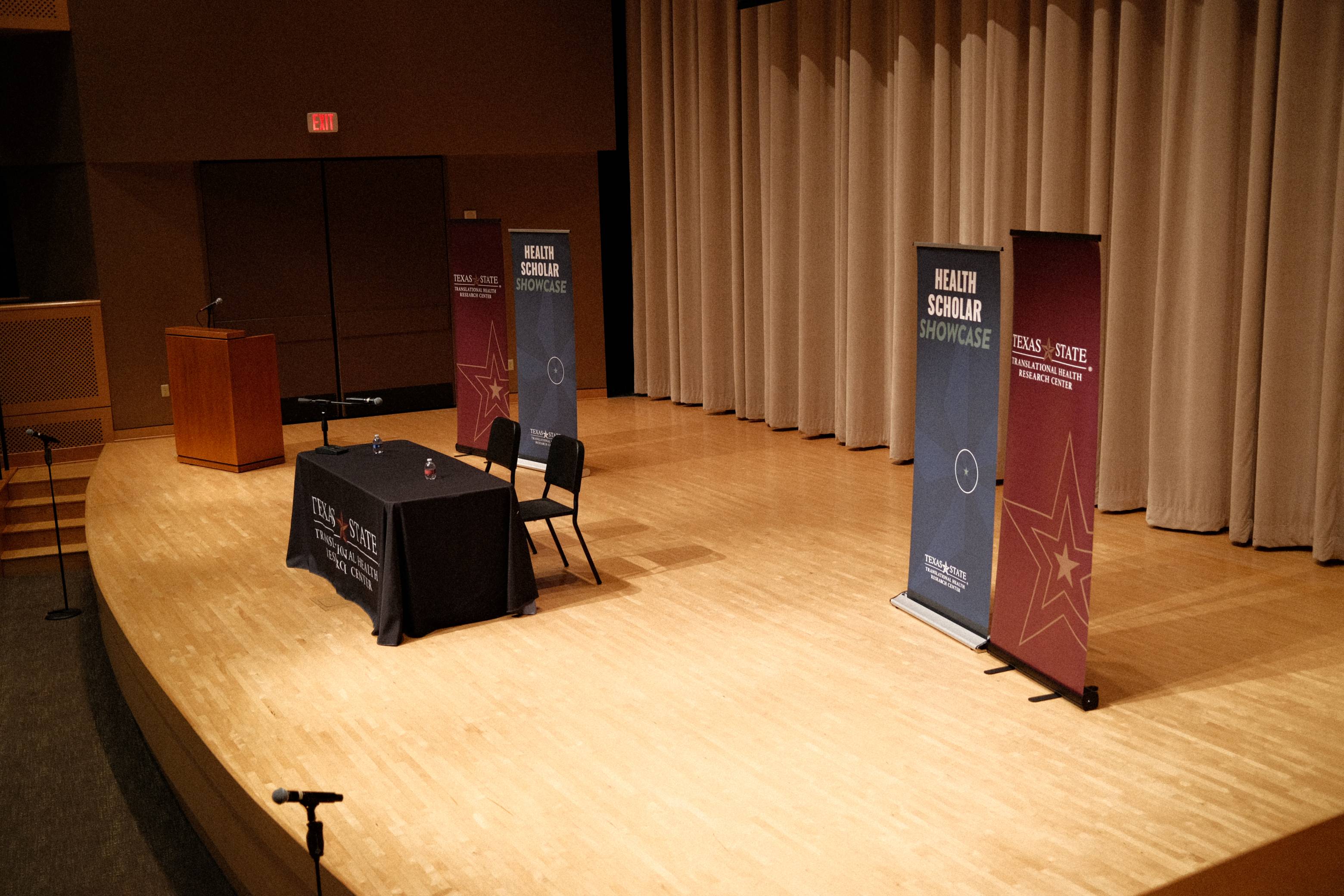 Empty stage in the Texas State University Performing Arts Center