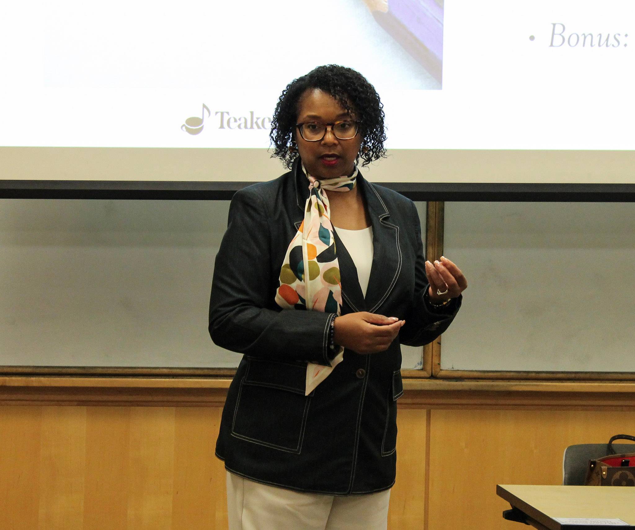Woman giving a presentation at the Ignite 2.0 event last November.