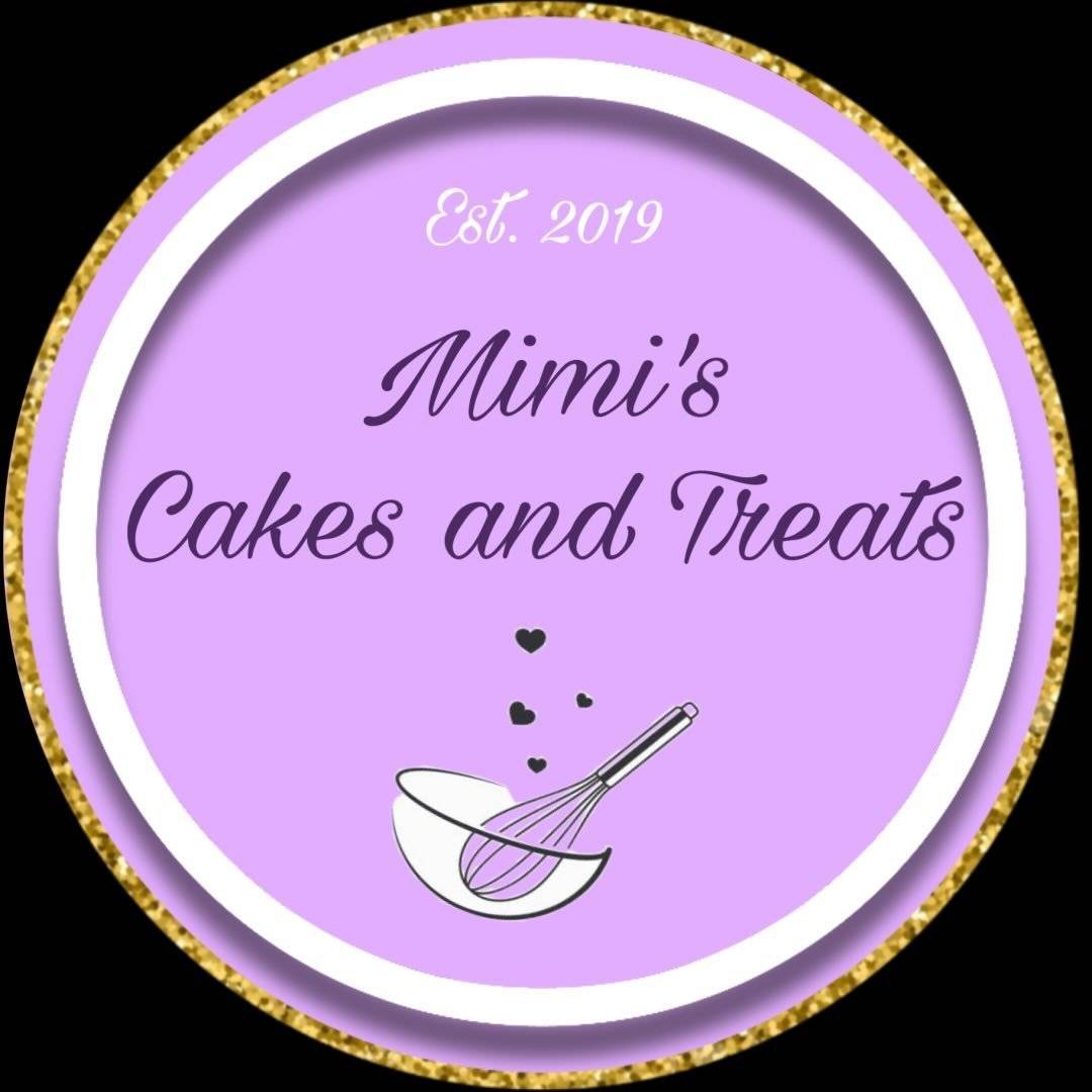 Mimi's Cakes & Treats logo with a purple background 