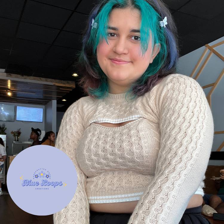 DEVONNIE DIEHL headshot and Blue Loops Creation logo in the left bottom corner 