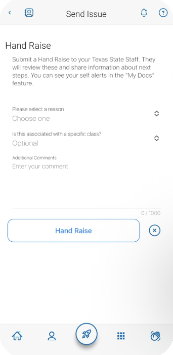 Handraise homescreen