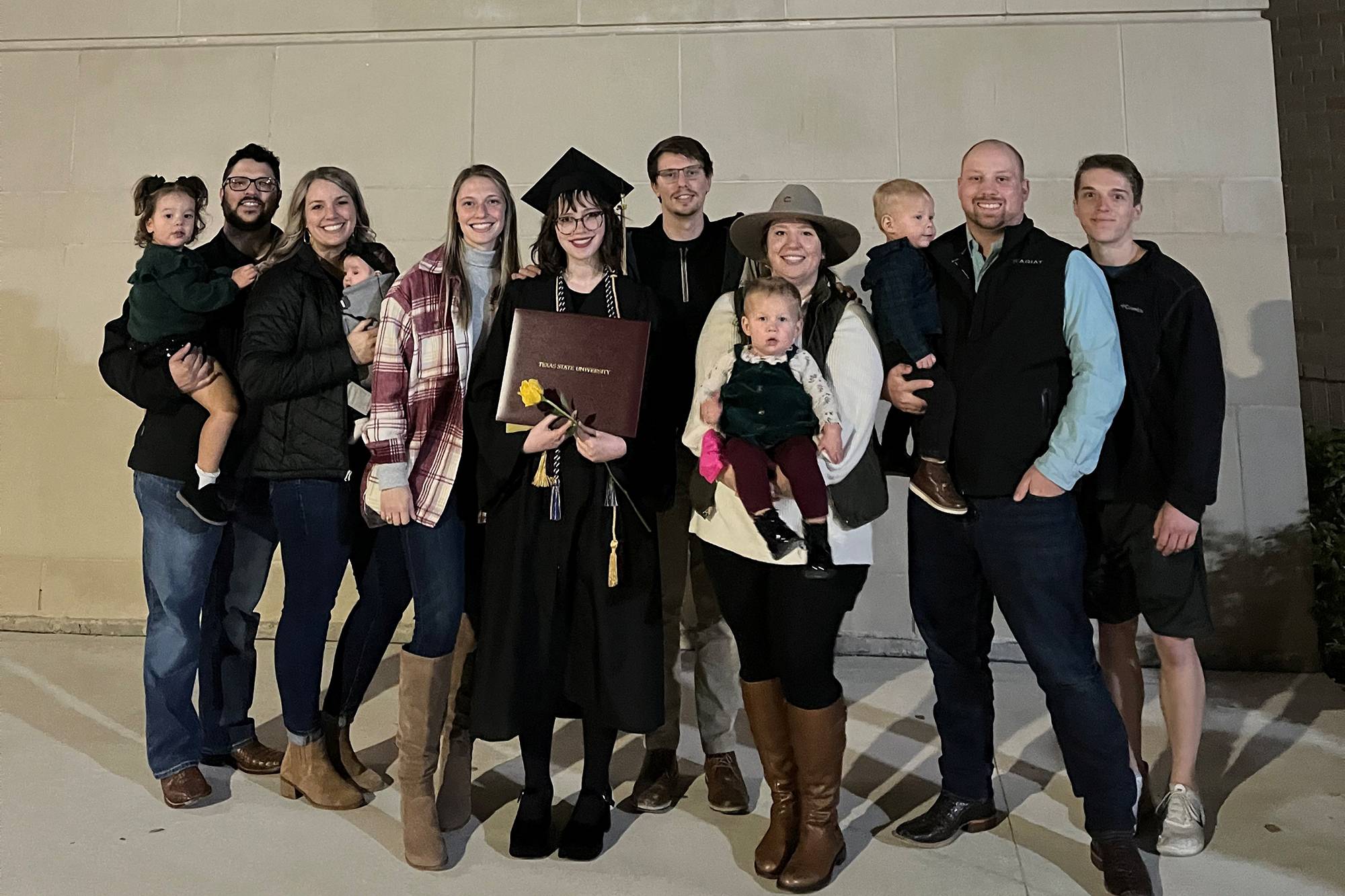 Abby Parker with her family at commencement