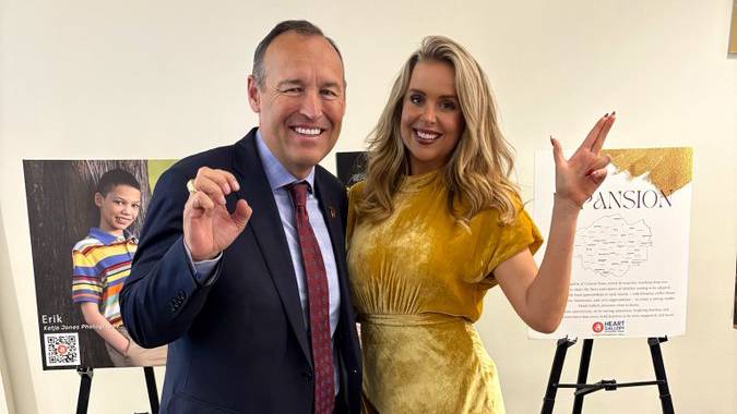 President Kelly Damphousse (left) poses for a photo with Hannah Rucker.