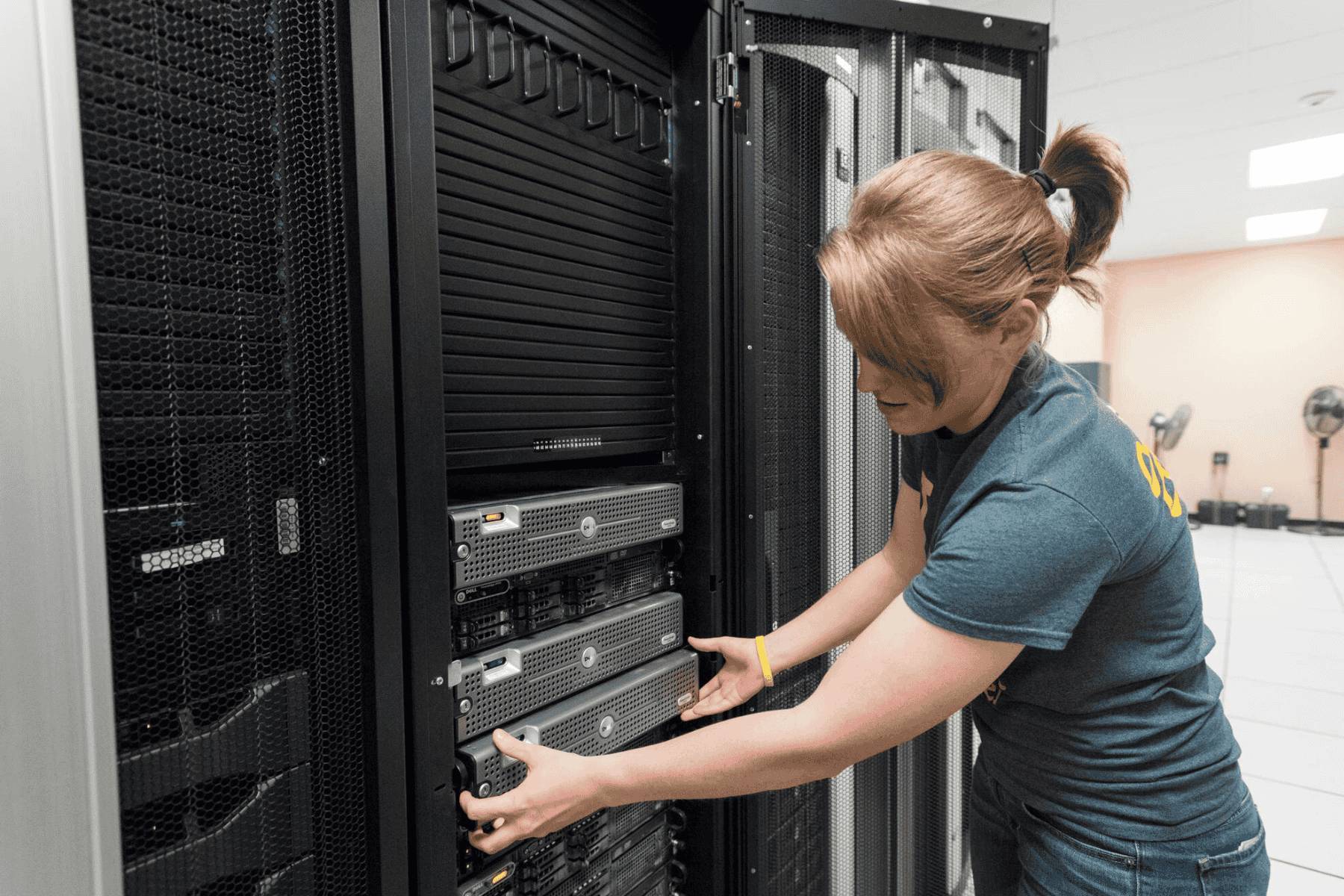 A student grabbing a server.