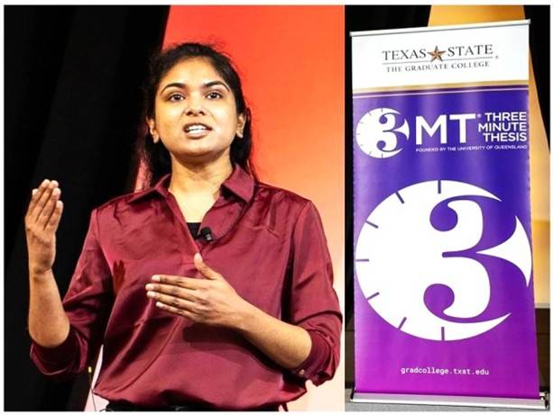 Heshini giving a 3-minute presentation of her dissertation research