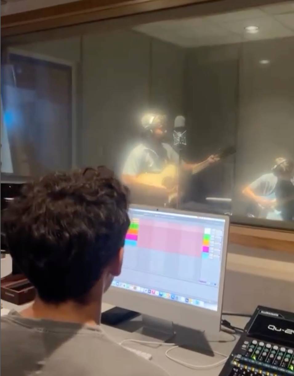 Music recording space with music equipment