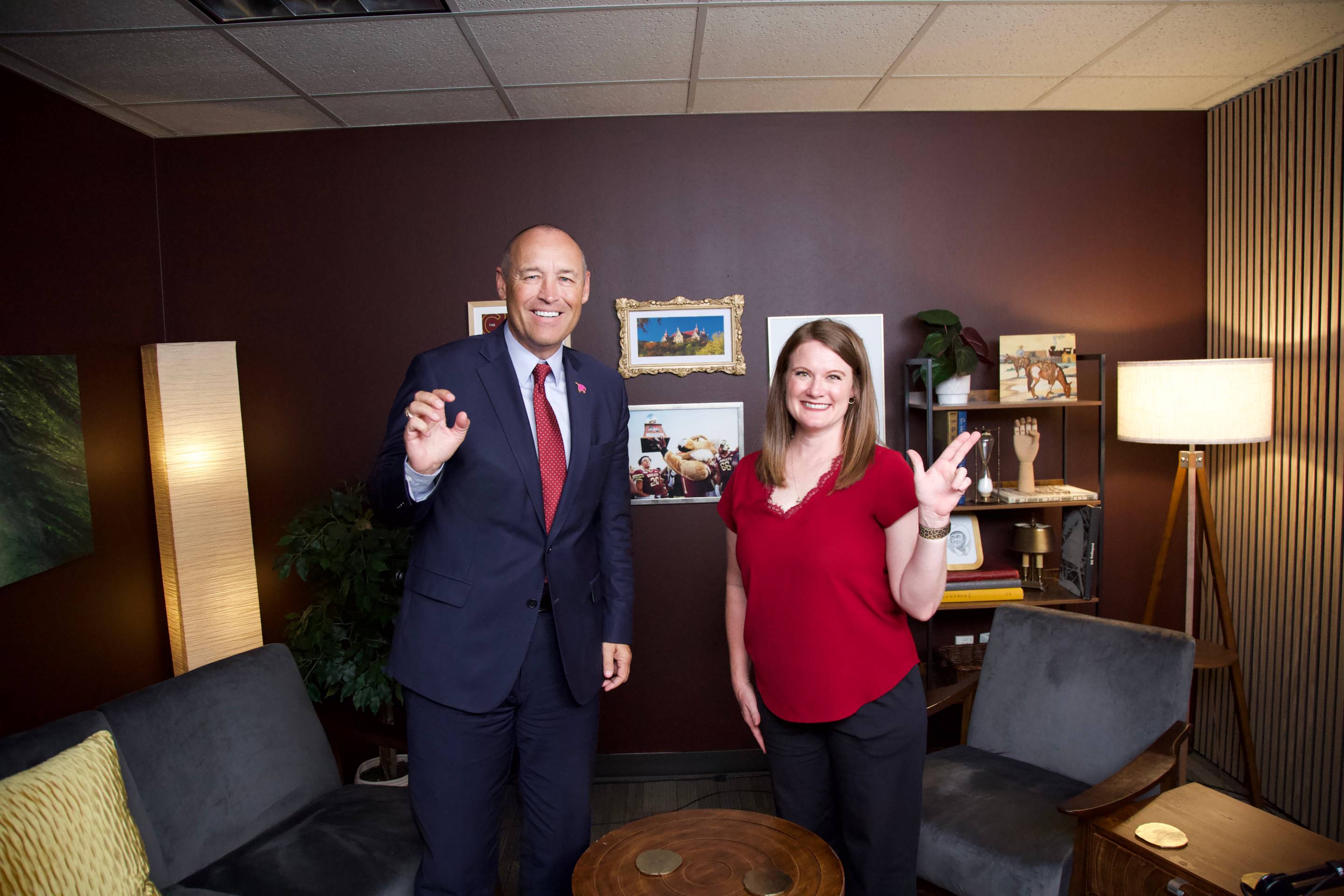  President Damphousse and Dr. Jaymi Elsass, associate professor of instruction in the School of Criminal Justice and Criminology